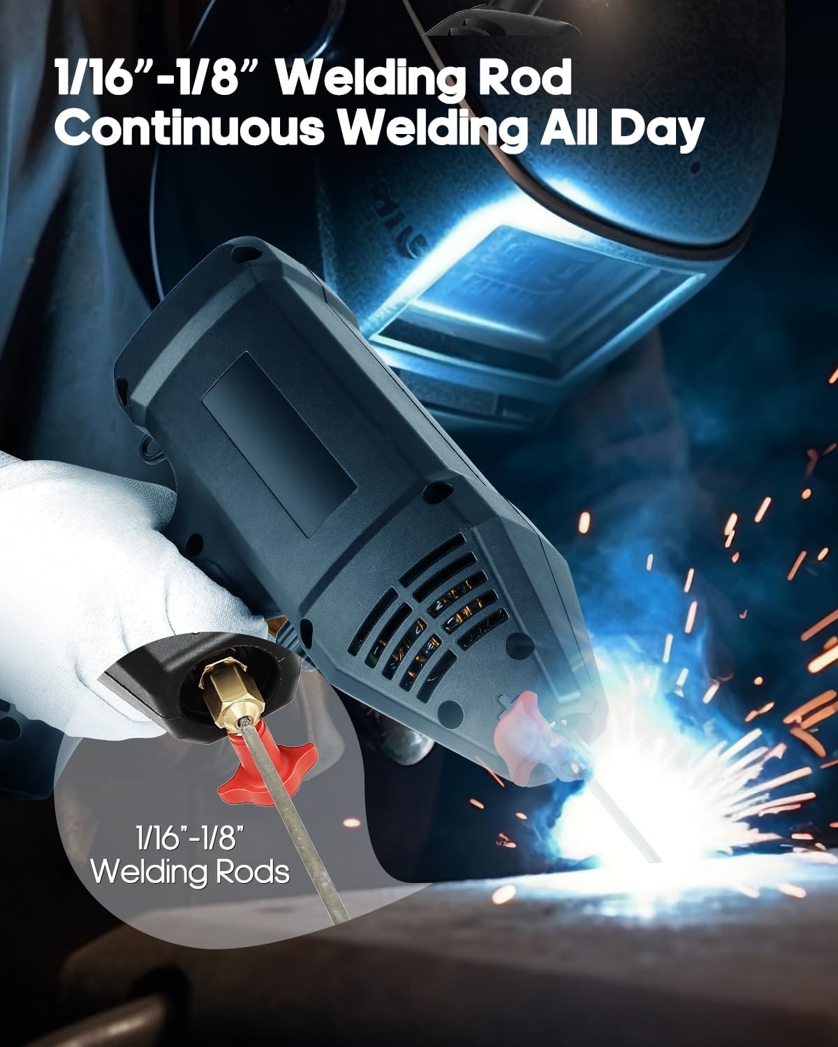 Welding Machine Handheld, Portable Electric Welding Machine, 110V Portable ARC Welding with IGBT Inverter 6 Variable Current Adjustment for 1/16"-1/8" Welding Rod
