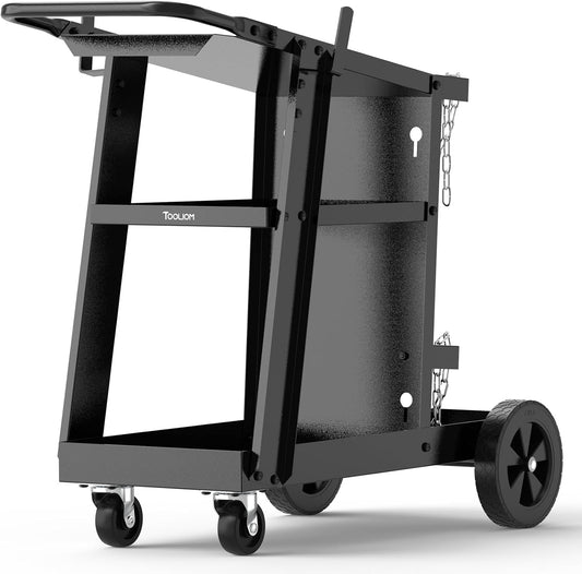 TOOLIOM 3-Tier Tilt-Table Welding Cart for Tig Mig Welder and Plasma Cutter with 360° Swivel Wheels