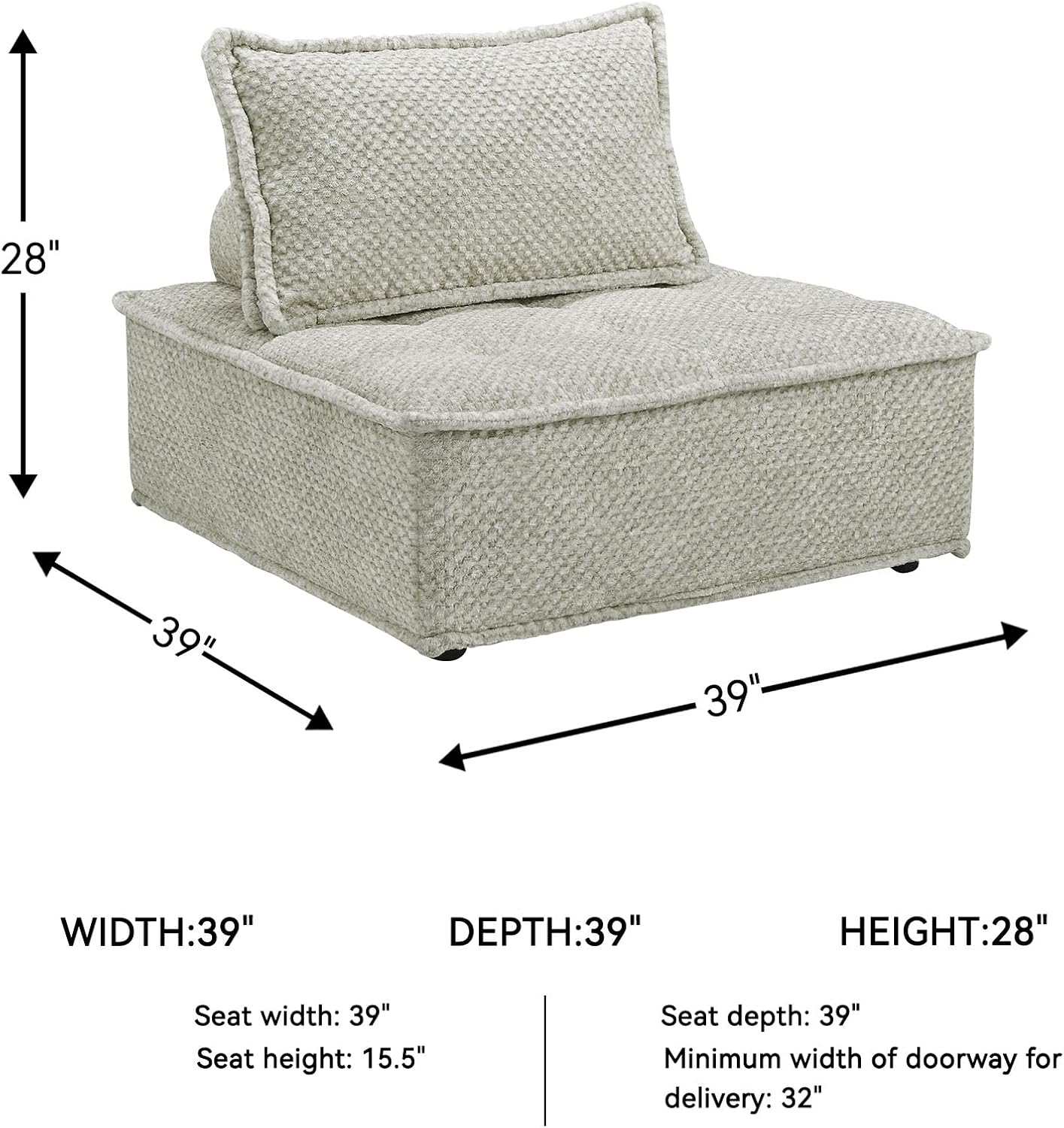 Signature Design by Ashley Bales Low Profile Floor Seating Accent Chair, Gray