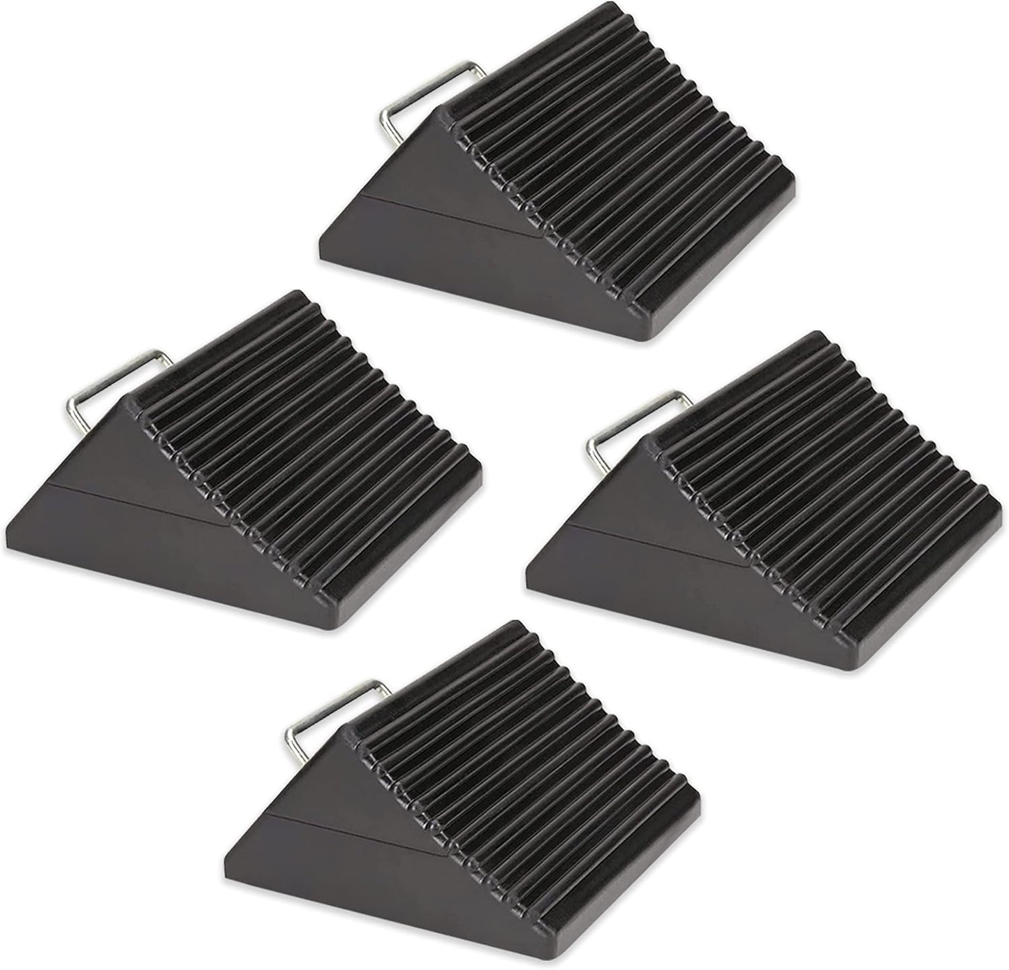 Wheel Chocks for Cars, RVs, Trucks, Trailers, and Vehicles G.V.W. up to 8T, 4 Pack - Anti Slip Bottom Tire Chock for All Weather Use - RV, Travel Trailer, Pop Up Camper Accessory