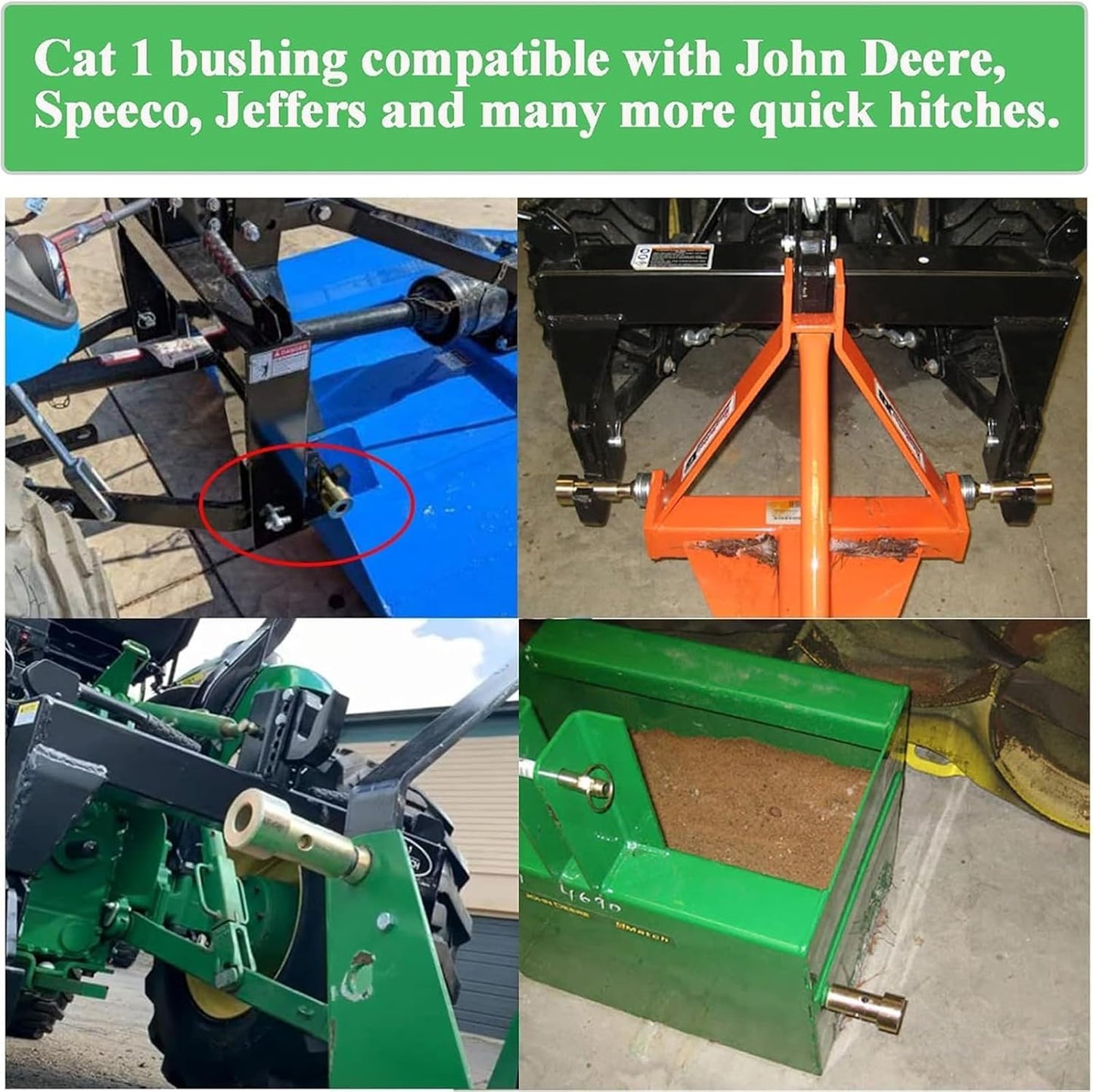 Cat 1 Quick Hitch Adapter Bushings Kit Fit for CateCat 1 Quick Hitch Adapter Bushings Kit Fit for Category 1-3 Point Tractors Use Quick Attach Adapters with Pins (4 Pairs)