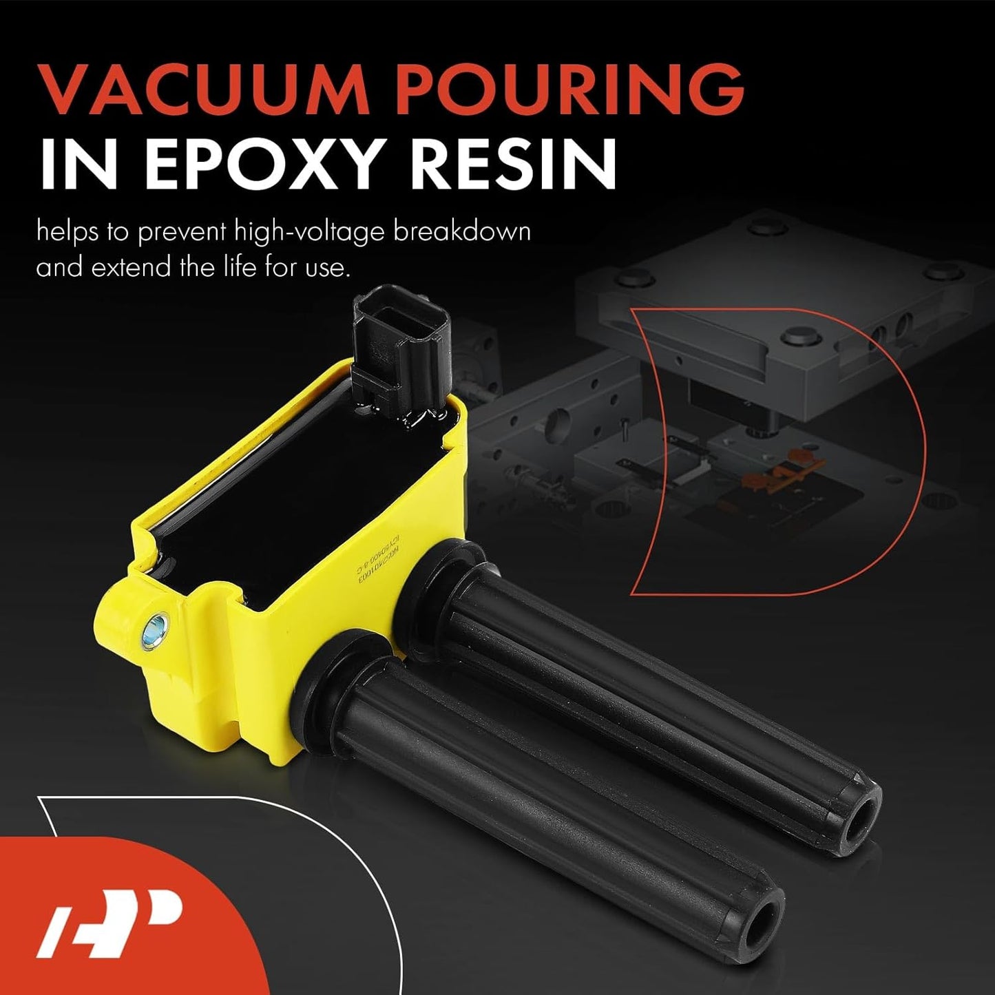 A-Premium (Yellow) Engine Ignition Coil Pack Compatible with Ram 1500 2500 3500 & Jeep Grand Cherokee, Wrangler, Commander & Dodge Ram 1500, Charger, Durango, Challenger, Magnum & Chrysler 300, Aspen