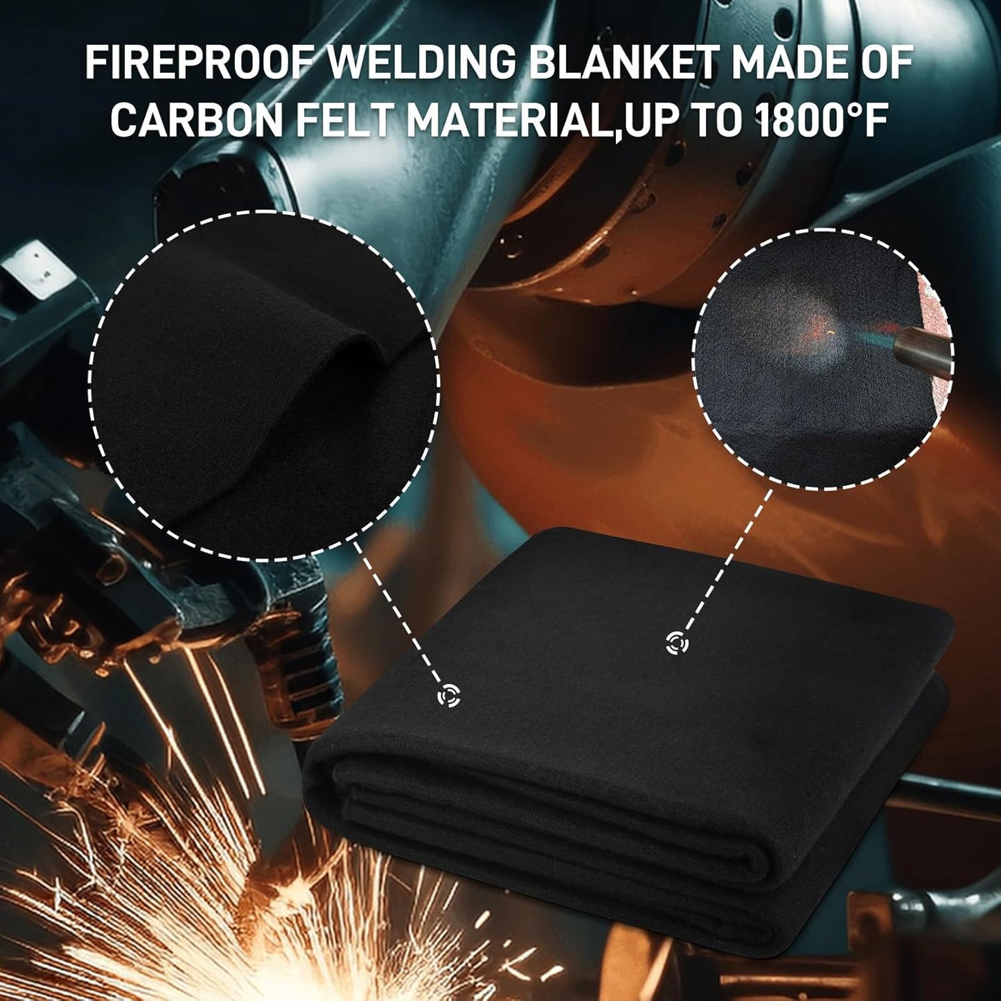 5mm 72"x96" Large Fireproof Welding Blanket, High Temperature Resistant 1800°F Insulation Blanket, Flame Retardant Fabric Carbon Felt Cloth for Welding Work,Grill Cover,Fireplaces,Smoker