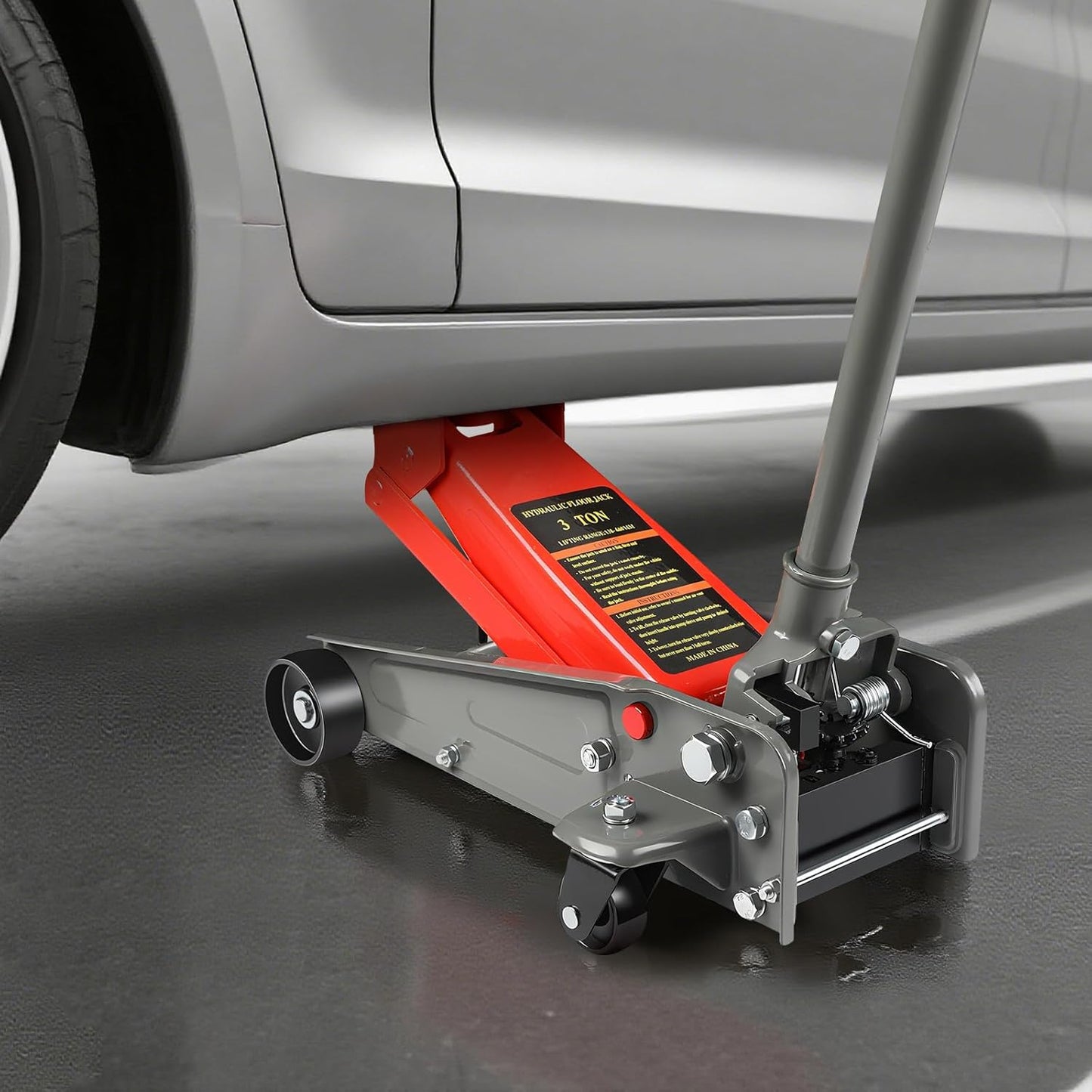 3 Ton Floor Jack,6600 LBS Heavy Duty Hydraulic Floor Jack with Wheels,Lift Range:5.31'' -18.11'',Carbon Steel Material,Suitable for Home,Garage and Repair Shops,Red
