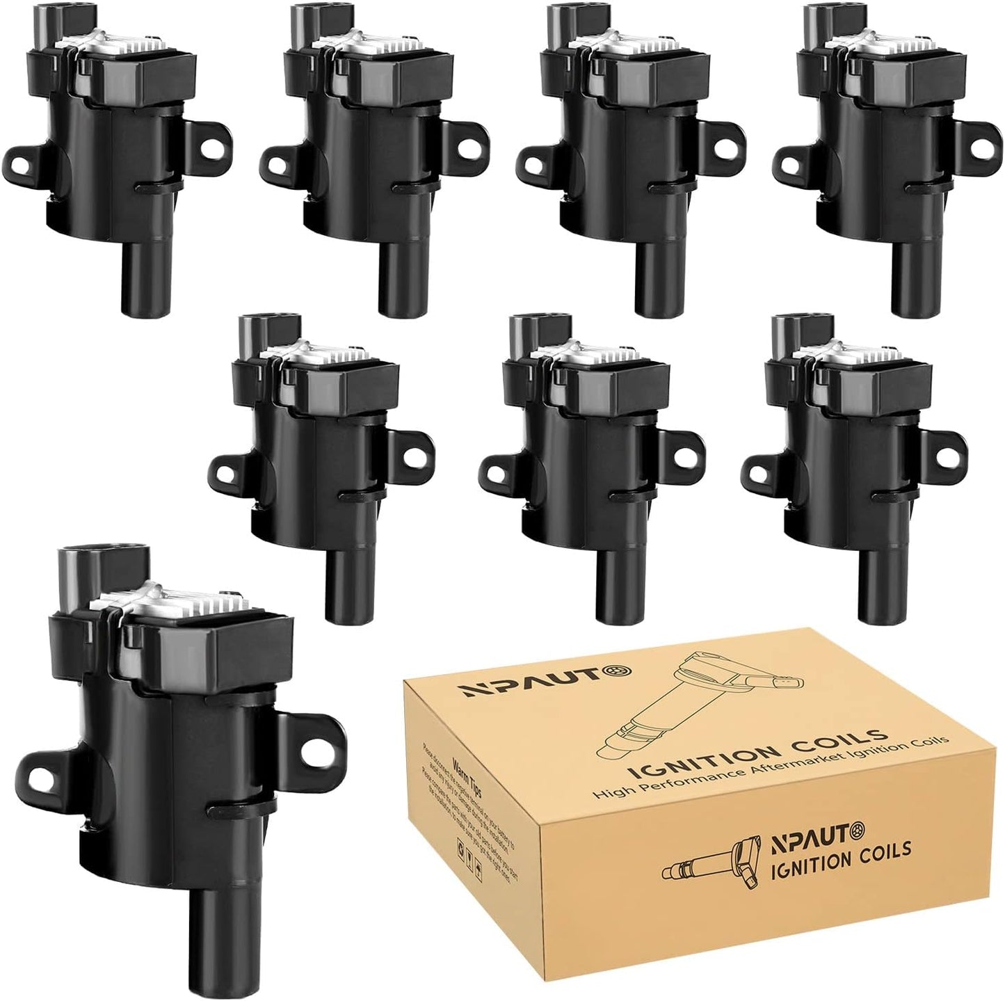 Round Ignition Coil Pack Compatible with V8 4.8 5.3 6.0 Chevy Silverado 1500 2500 Tahoe Suburban Express Avalanche GMC Sierra Yukon XL Savana Escalade, 2001 2002 2003 2004 2005 2006, D585 C1251 UF262