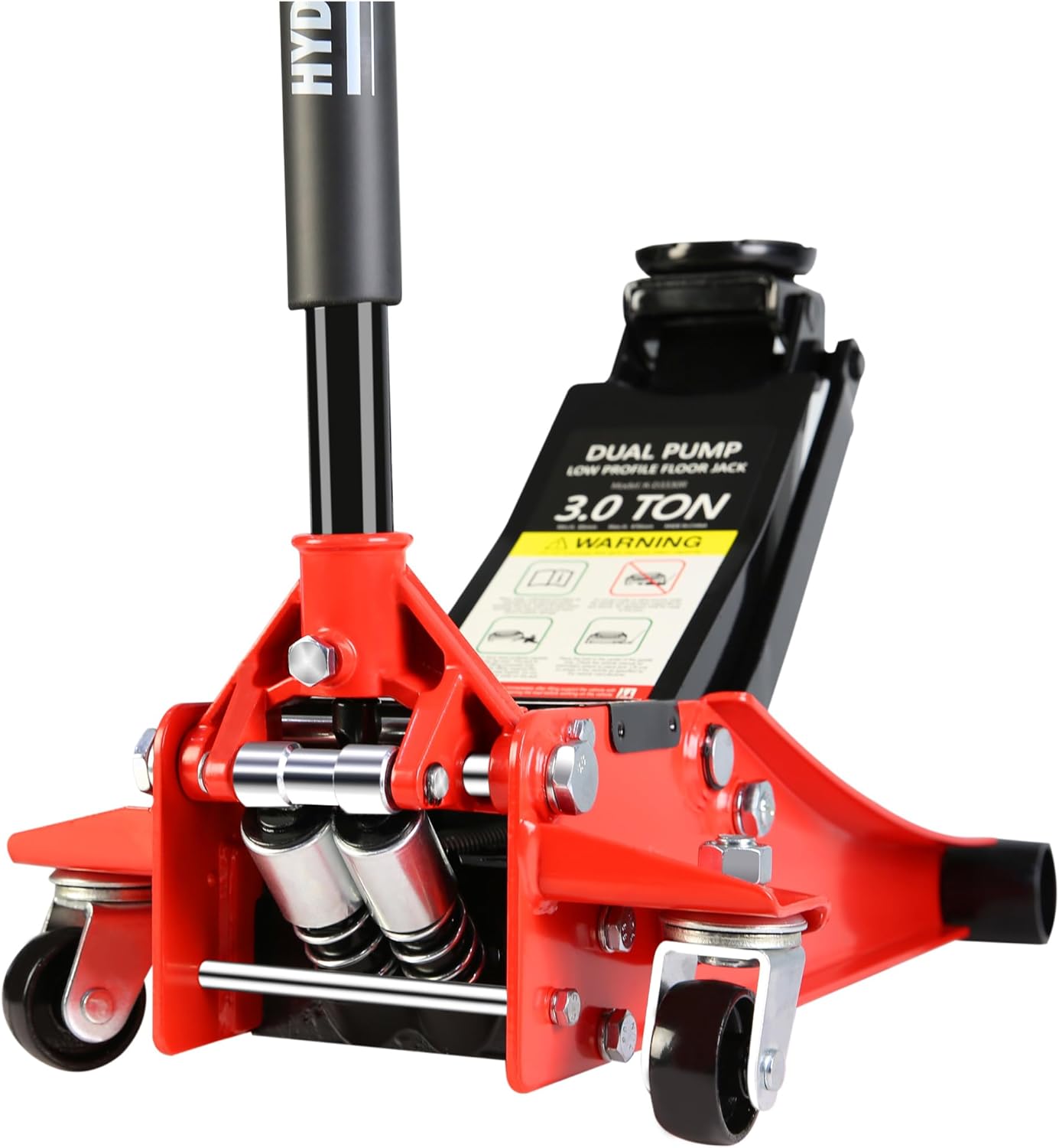 3 Ton Low Profile Floor Jack, Professional Low Profile Hydraulic Jack, Heavy Duty Steel Racing Floor Jack with Dual Piston Quick Lift Pump, 3 Ton (6,600 lb) Capacity, Lift Range 3.3"-18.5"