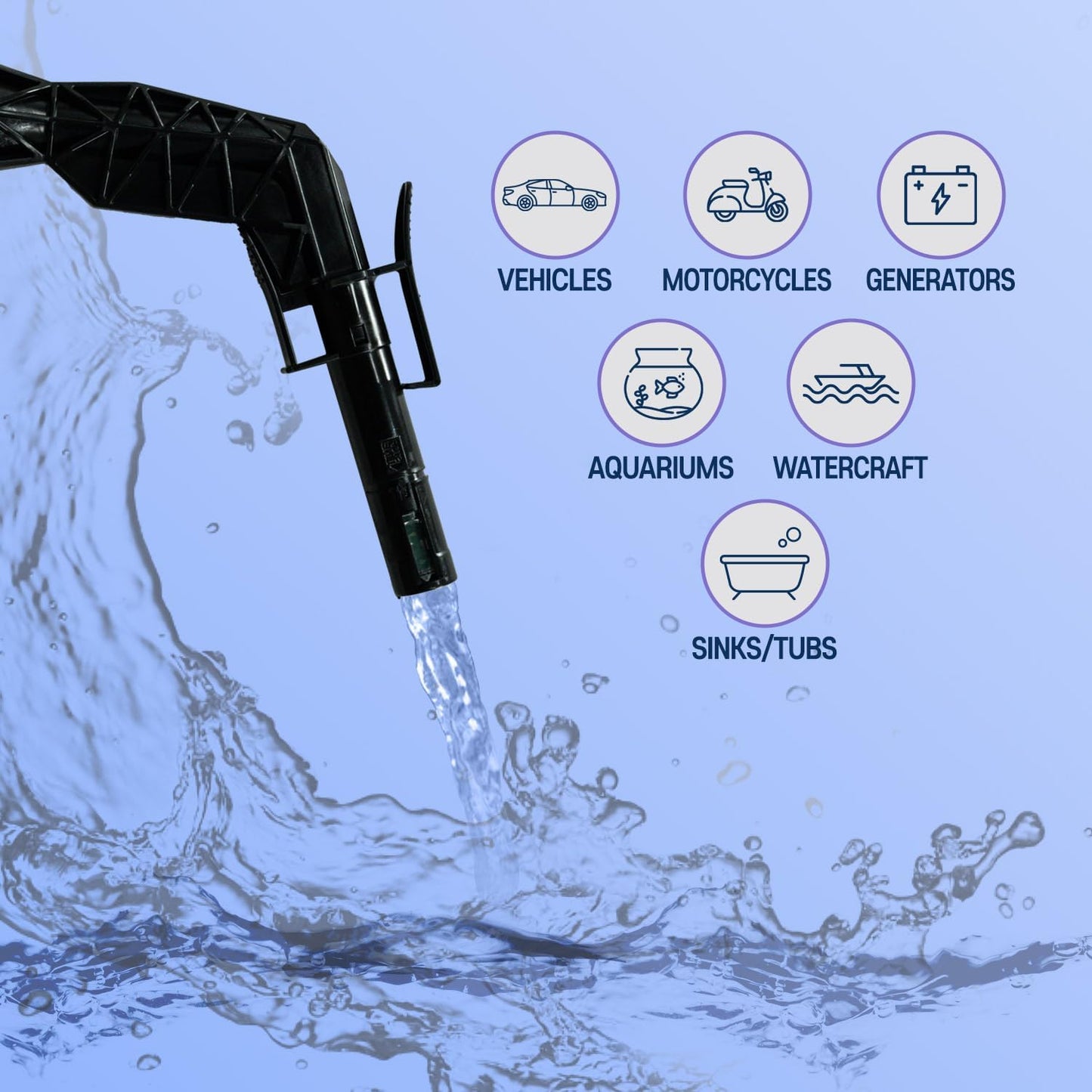 [LITE DELIGHT] Transfer Pump w/Auto-Stop Overfill Protection for Fuel, Water & More, 2.4 GPM, AA Battery Included, Ergonomic Nozzle, Universal & VP Racing Can Adapters, 51” Hose, PLUS a Manual Siphon