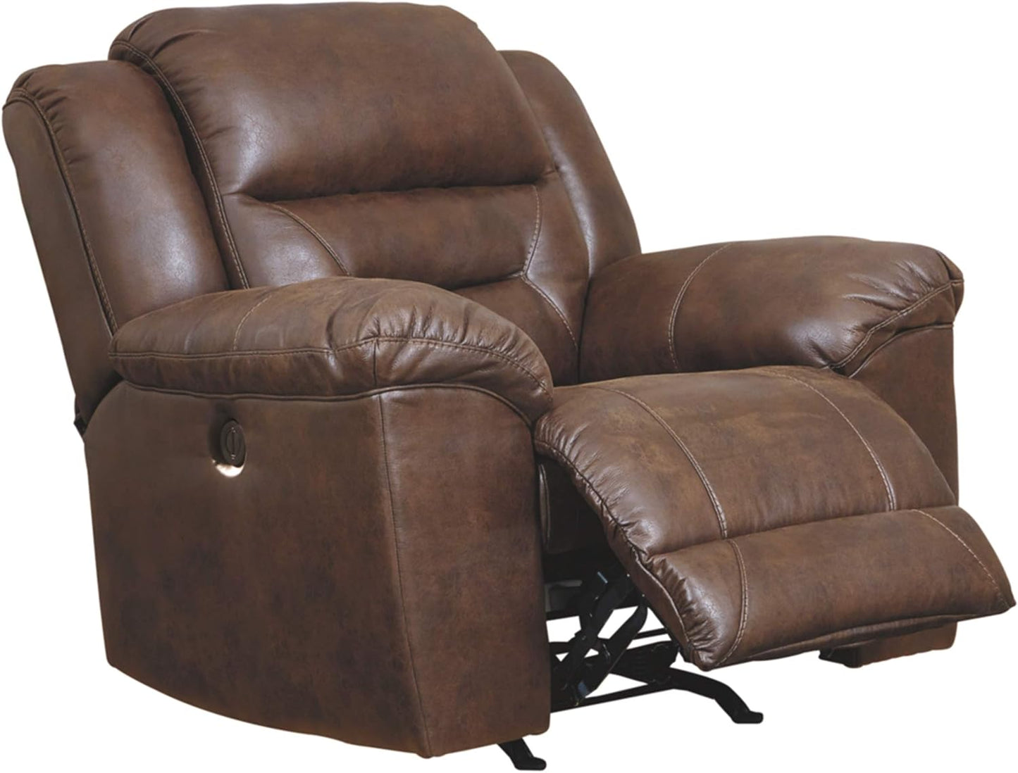 Signature Design by Ashley Stoneland Faux Leather Power Rocker Recliner, Dark Brown