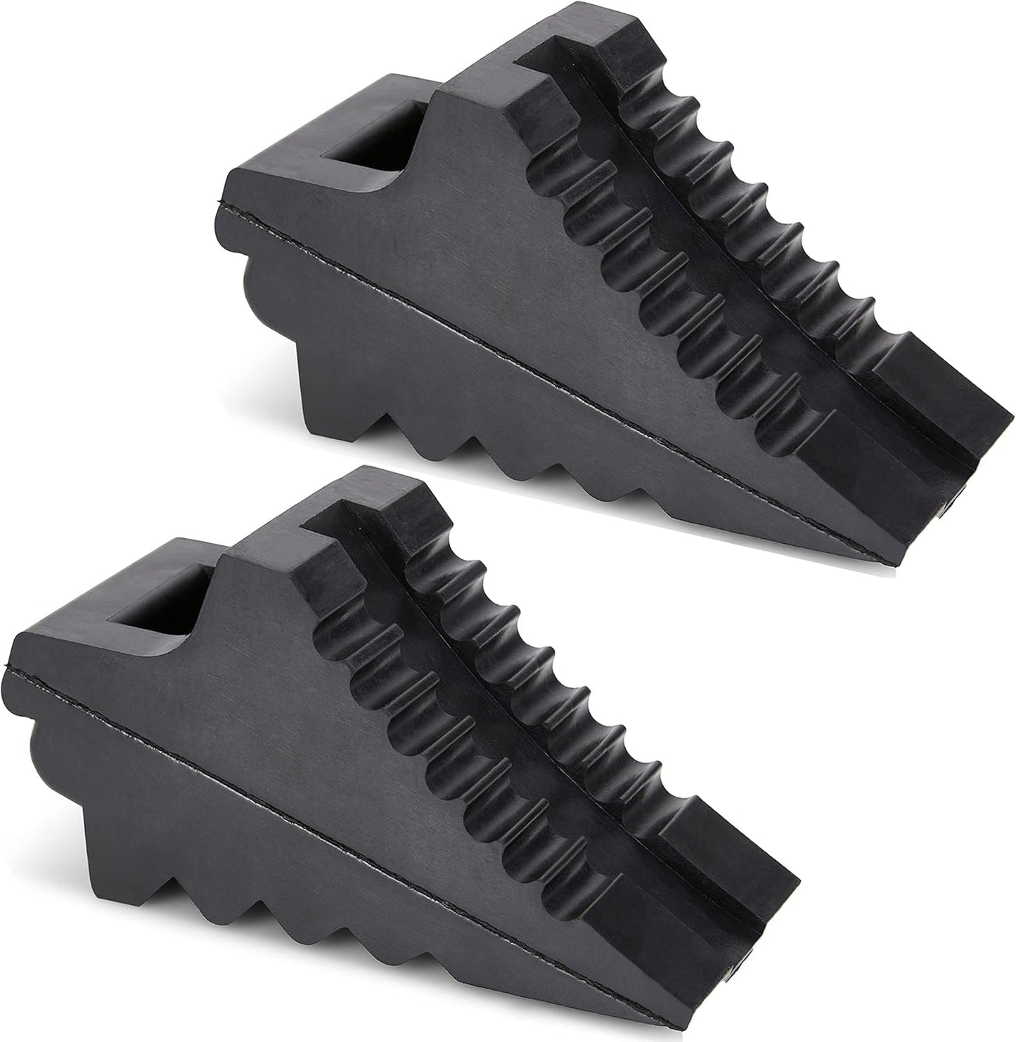Wheel Chocks for Cars, RVs, Trucks, Trailers, and Vehicles G.V.W. up to 8T, 4 Pack - Anti Slip Bottom Tire Chock for All Weather Use - RV, Travel Trailer, Pop Up Camper Accessory