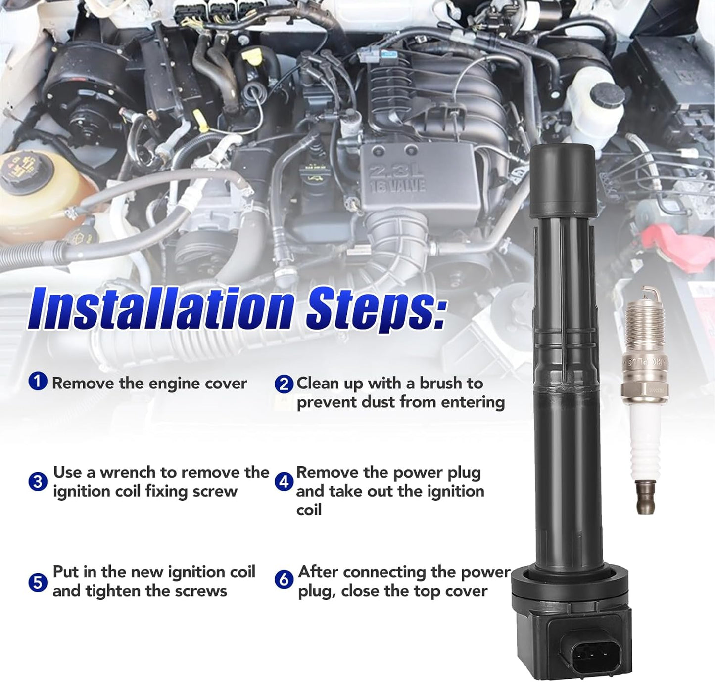 Set of 4 Ignition Coil Pack and Spark Plugs Fits for 2.4 L4 Honda Accord CRV Crosstour Civic SI Acura ILX 2008 2009 2010 2011 2012 2013 2014 Replaces UF602