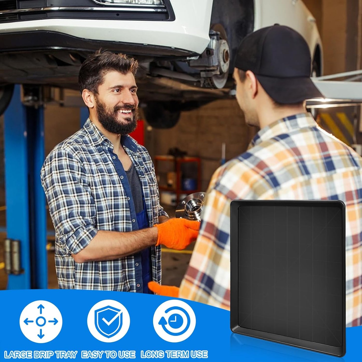 6 Pack Large Oil Change Drain Pan - 22” Auto Oil Drip Pan，Oil Drip Tray for Under Car Plastic Oil Tray,Mini Fridge Drip Tray for Air Conditioners Machinery Oil Catch Pan Replacement Tray