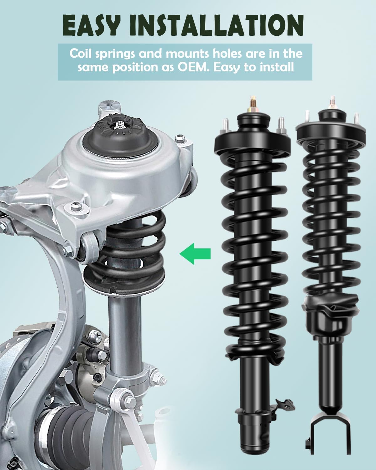 SCITOO Front and Rear Shock Absorber Assembly Fit for 1992-1995 for Honda Civic, Complete Shock and Strut Assembly Kit Fit for 171945 171946 171266 4PCS