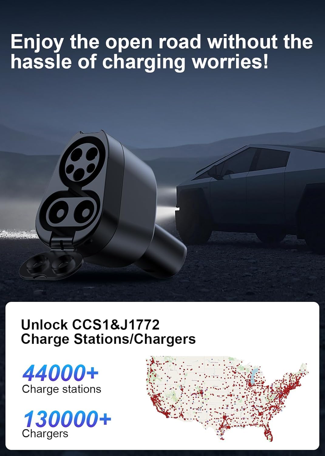 2025 Cybertruck Upgraded, 4 in1 CCS & J1772 to NACS (TSL) Charging Adapter, Fit for Tesla Model 3/Y/S/X/Cybertruck, Max 250KW DC Fast Charging, for Level 1 2 3 Charging Stations with CCS1& J1772 Plug