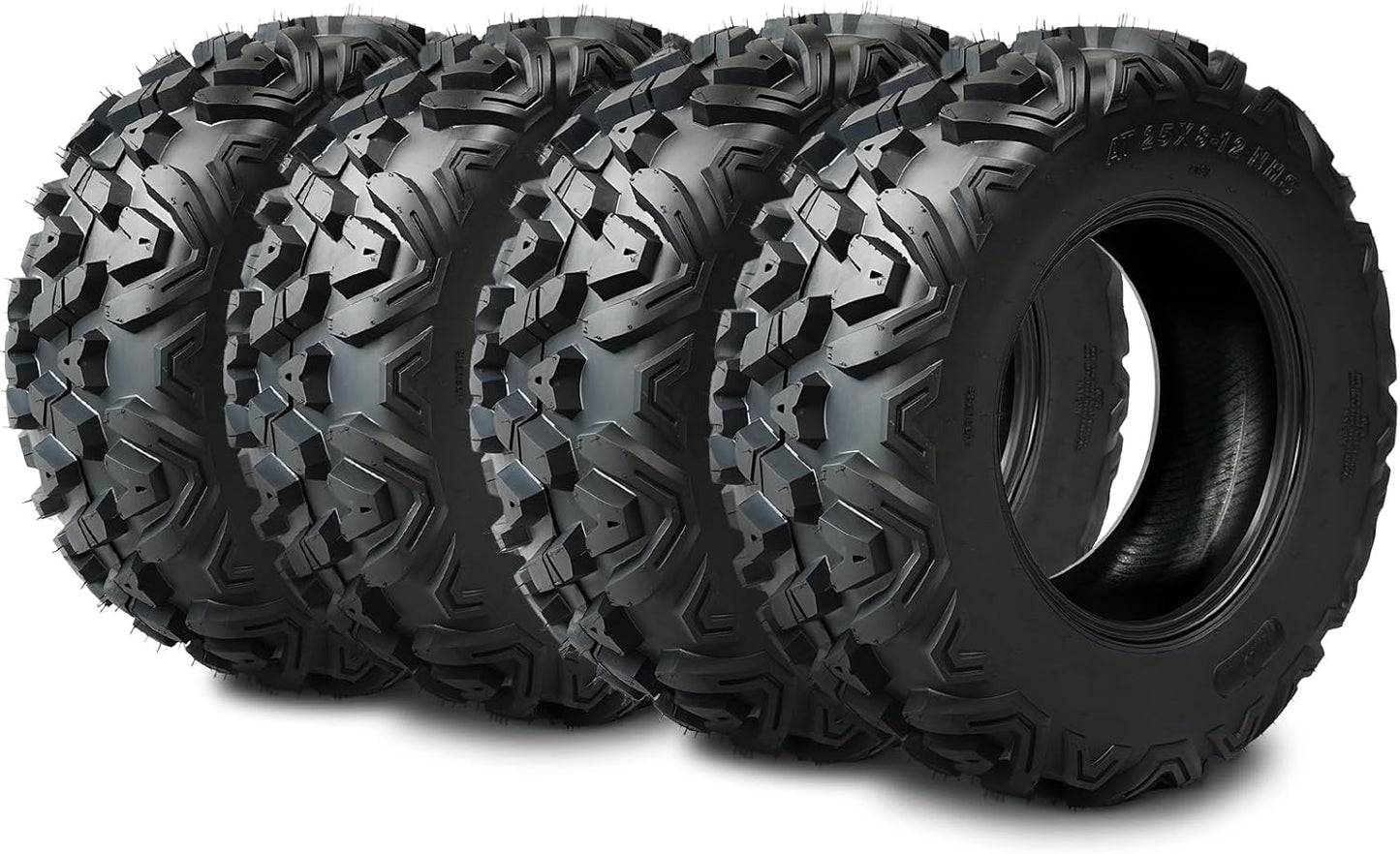 TRIPOWER ATV UTV Tires 25x8-12 & 25x10-12 All Terrain Trail Sand Mud Off-Road Tires, 6 Ply Tubeless Full Set of 4