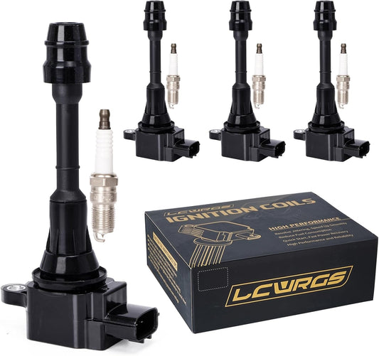 Set of 4 Ignition Coil Pack and Spark Plugs Fits for 2.5 L4 Nissan Altima Sentra 2002 2003 2004 2005 2006 2.5l Replaces UF350 C1398