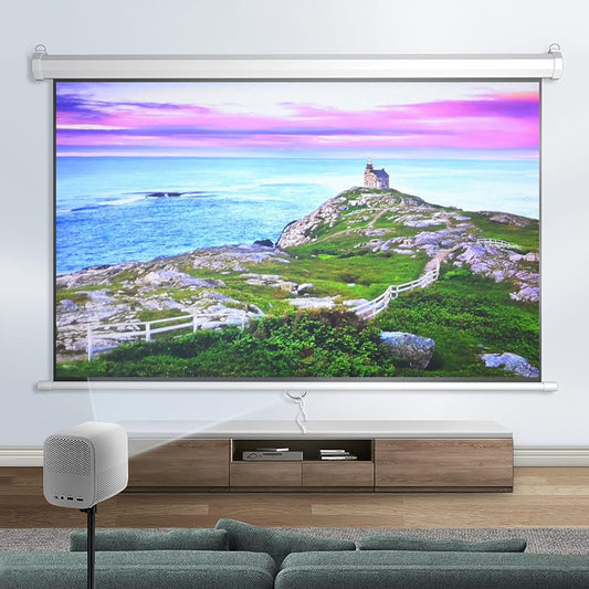 Wall-Mounted Projector Screen 4:3/16:9 Manual Pull Down Wrinkle-Free Projection Screen Retractable Projector Screen with Self-Locking Function, for Home Theater Indoor of(100inch 16:9