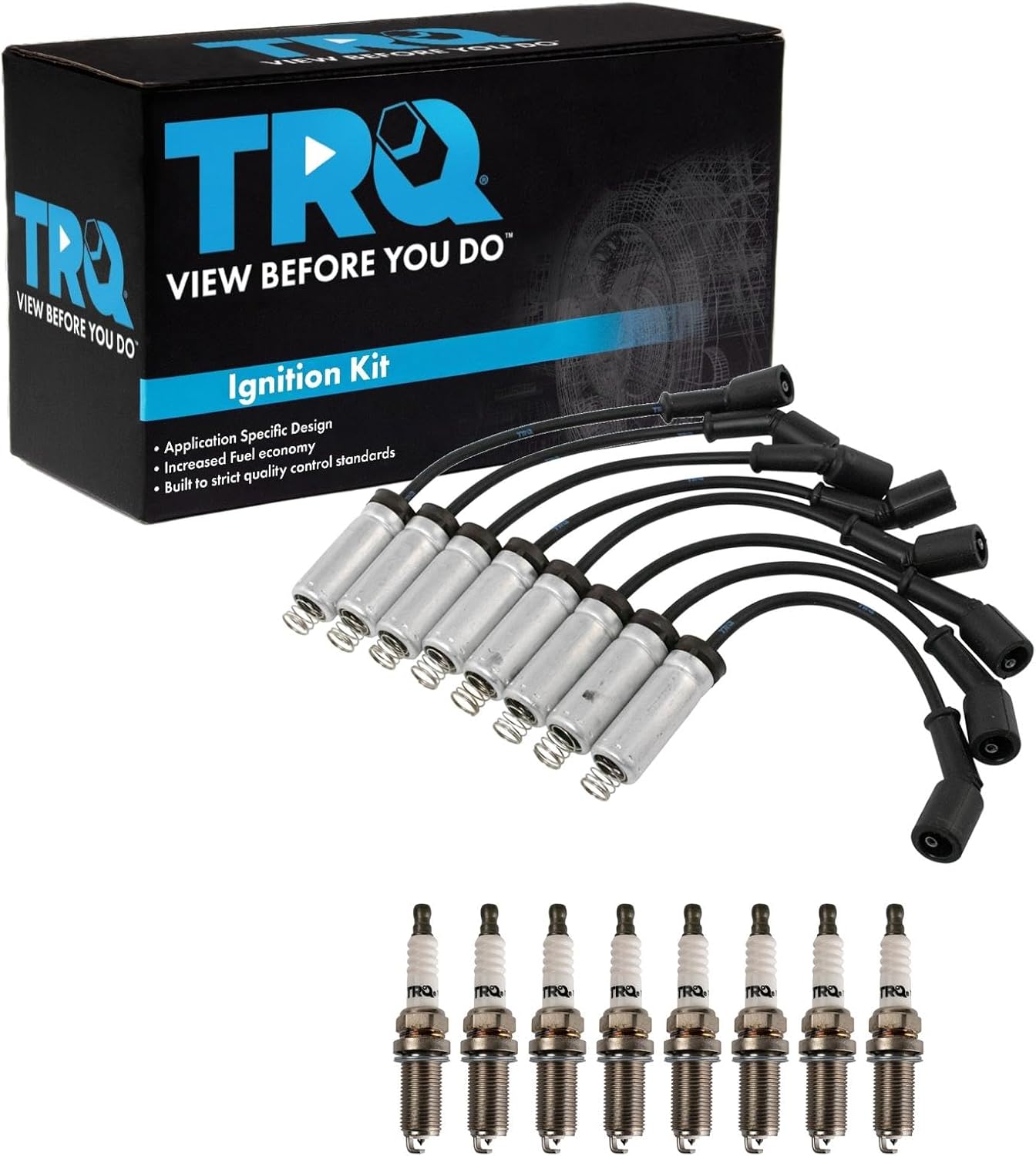 TRQ Ignition Kit Spark Plugs Wire Set Compatible with 2011-2019 Ford Fiesta