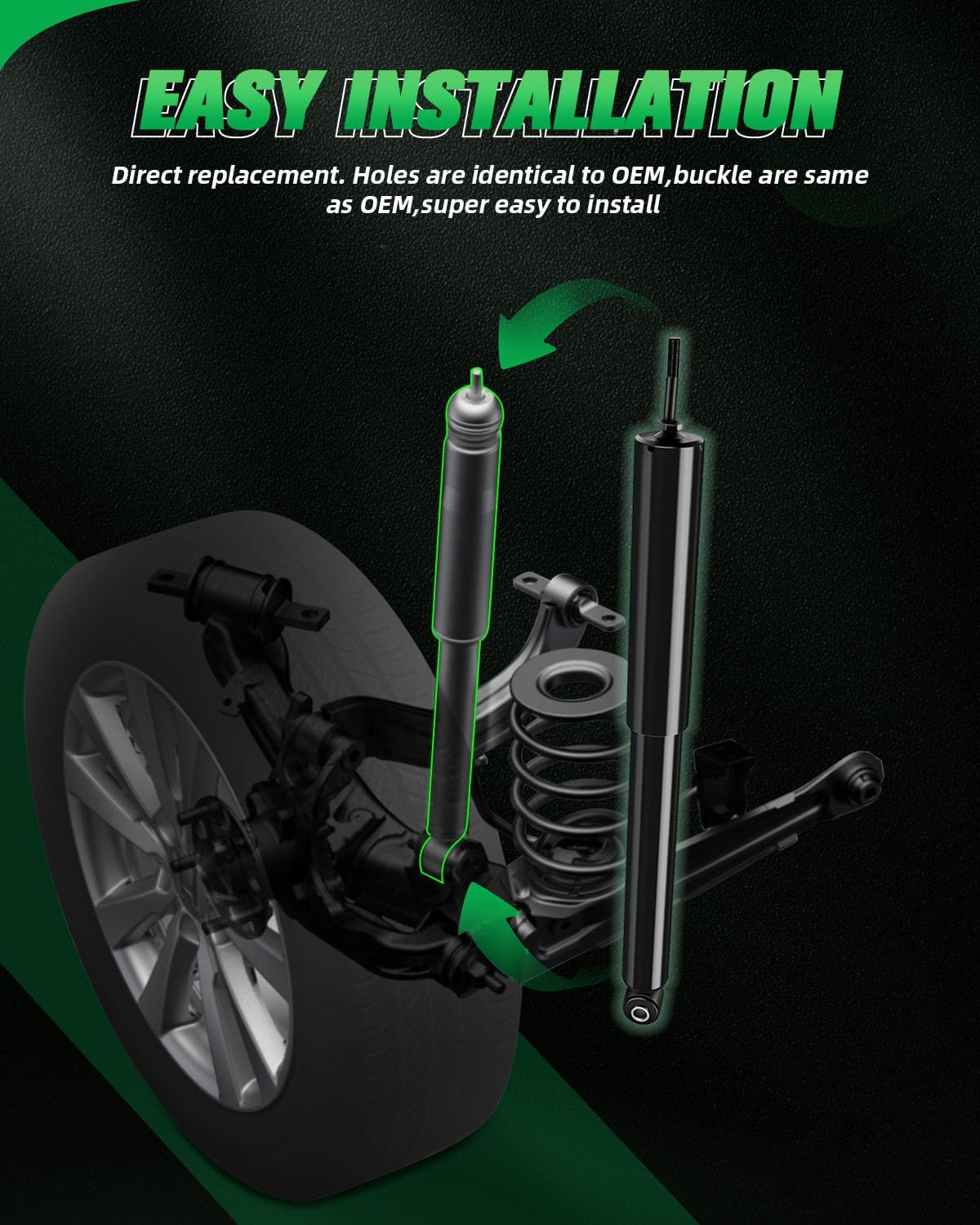 Shocks Absorbers,SCITOO Front Rear Gas Struts Shock Absorber Fit for 2007 2008 2009 2010 for Jeep Wrangler 349071 37285 349069 37287 Set of 4