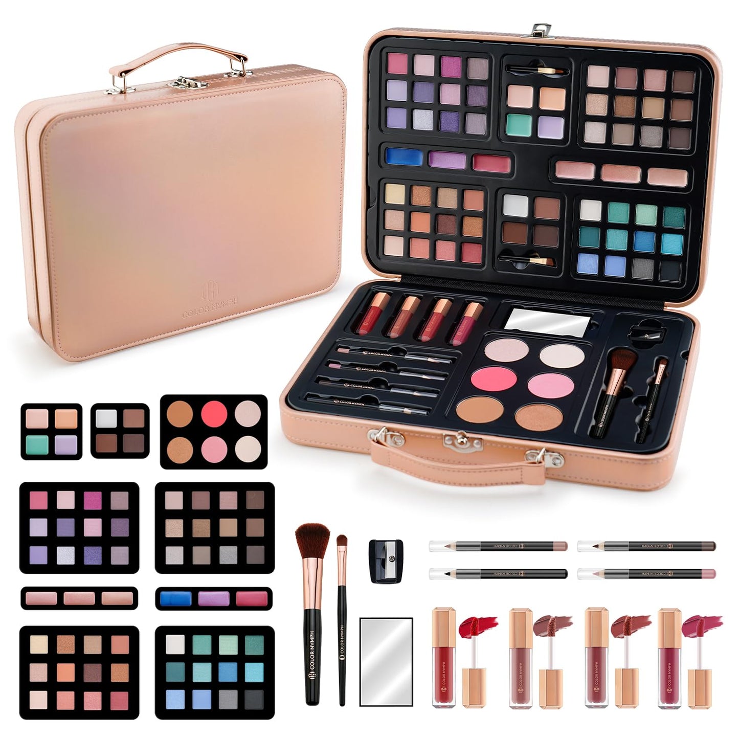 Color Nymph Makeup for Teens with Reusable Pink Handbag, All In One Girls Makeup Sets Makeup Kits for Girls Women with Eyeshadow Blushes Bronzer Highlighter Lipgloss