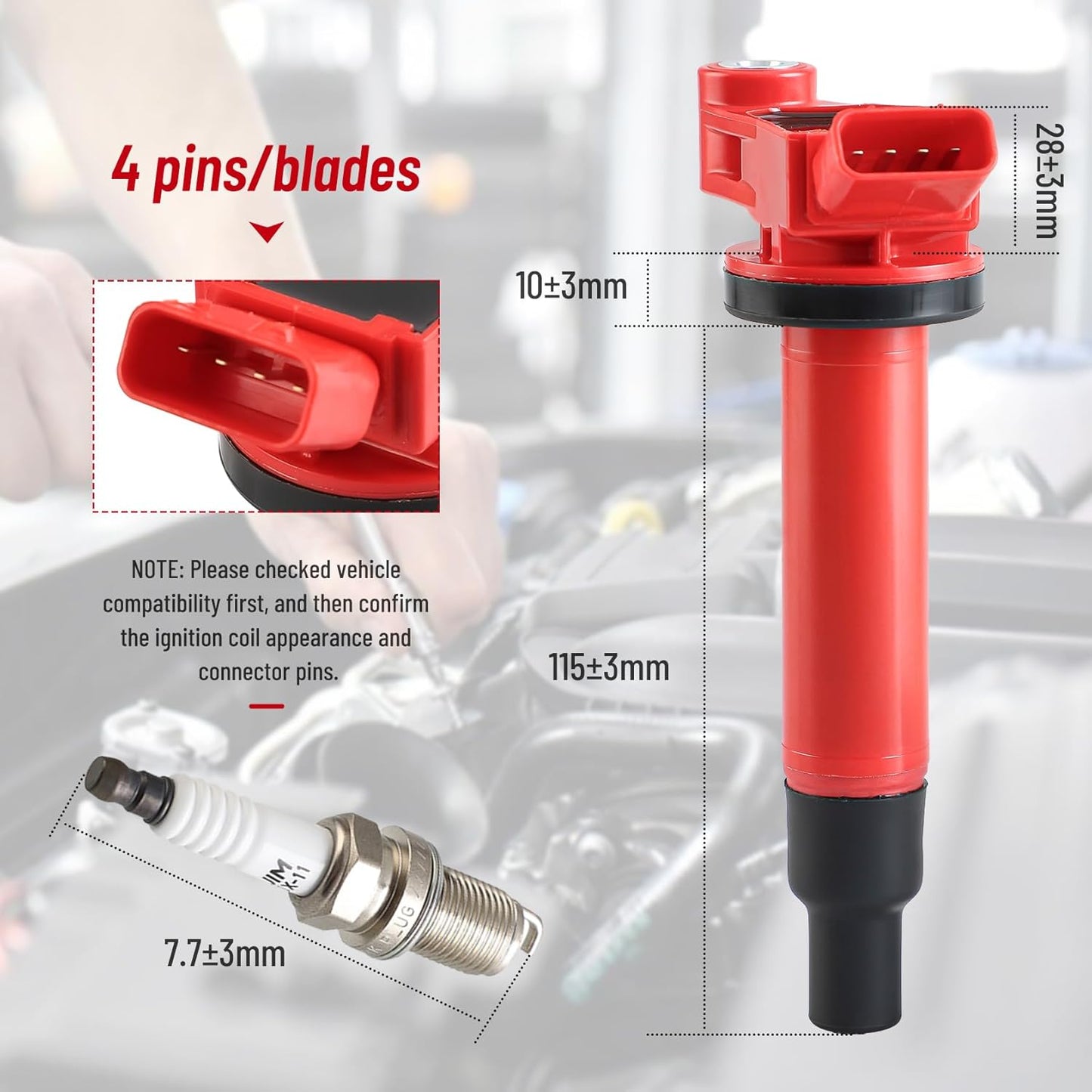 CarBole UF267 Ignition Coils and Spark Plugs Set Compatible with Lexus Toyota (OE: UF267+PK20TT)