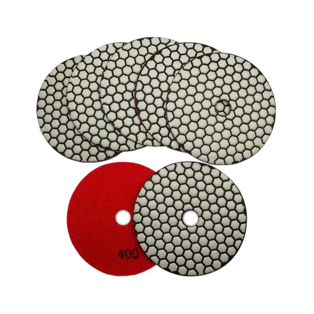 SHDIATOOL 5 Inch Dry Diamond polishing Pads Grit 50 for Granite Marble Quartz(7-Pack)