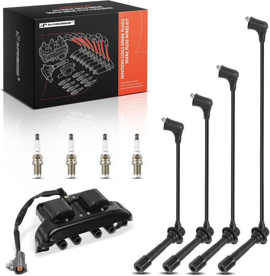 A-Premium 1 Ignition Coils with 4 Wire and 4 Iridium Spark Plugs Compatible with Mazda Miata 1990 1991 1992 1993 1.6L