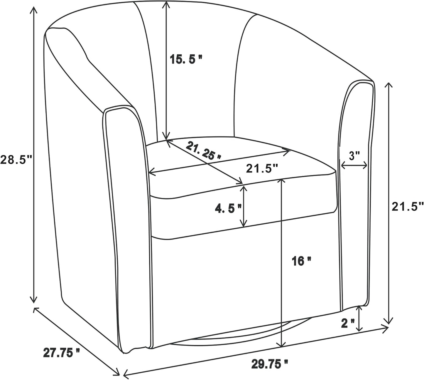 Coaster Home Furnishings - Turner - Upholstered Barrel Back Swivel Chair with Dark Brown Leatherette, Foam Cushion and Swivel Base - Living Room - Dark Brown - 902098