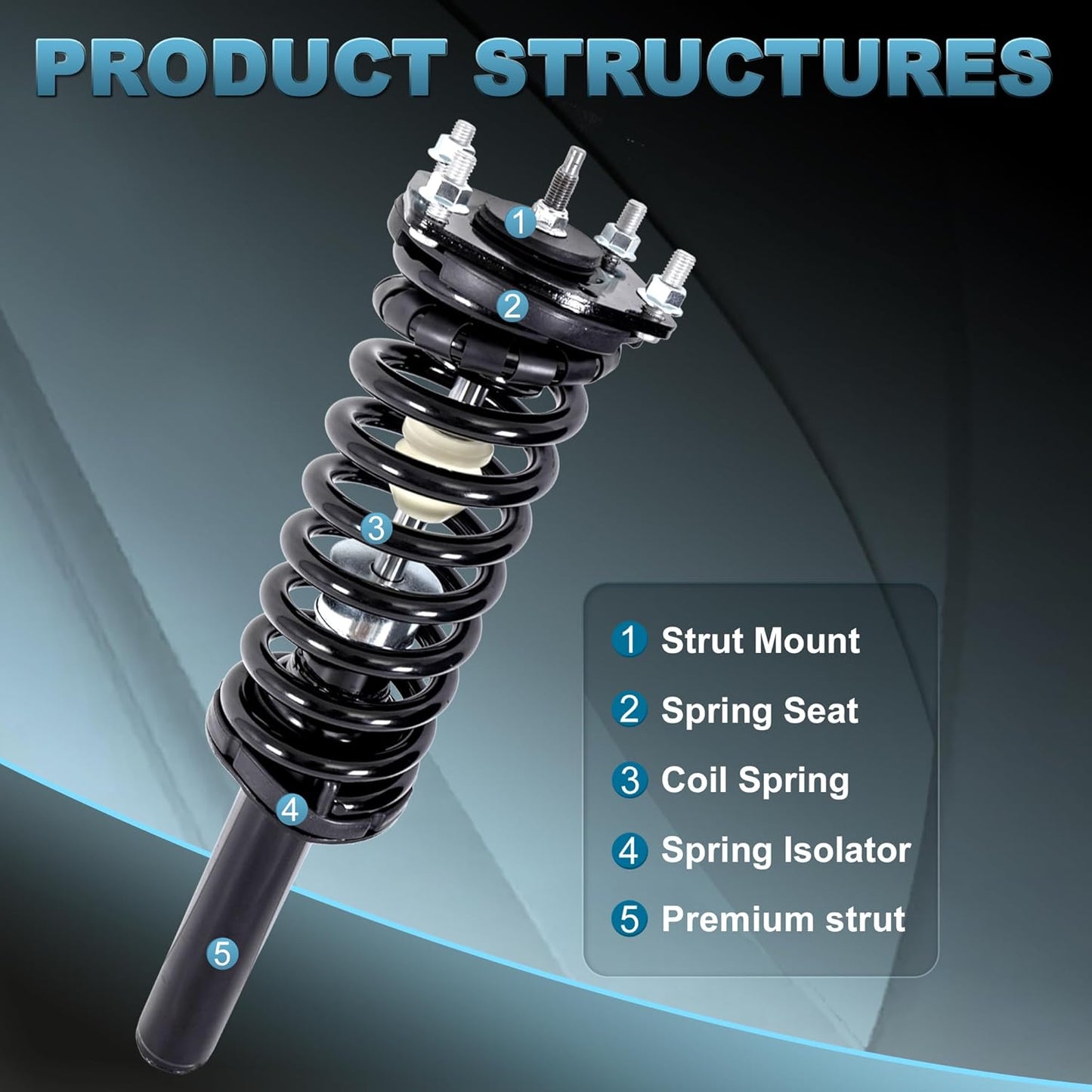 172363 172364 344480 Front + Rear Struts Shocks Absorbers Assembly Compatible for 2005-2010 Toyota Sienna Strut Assembly 4PCS