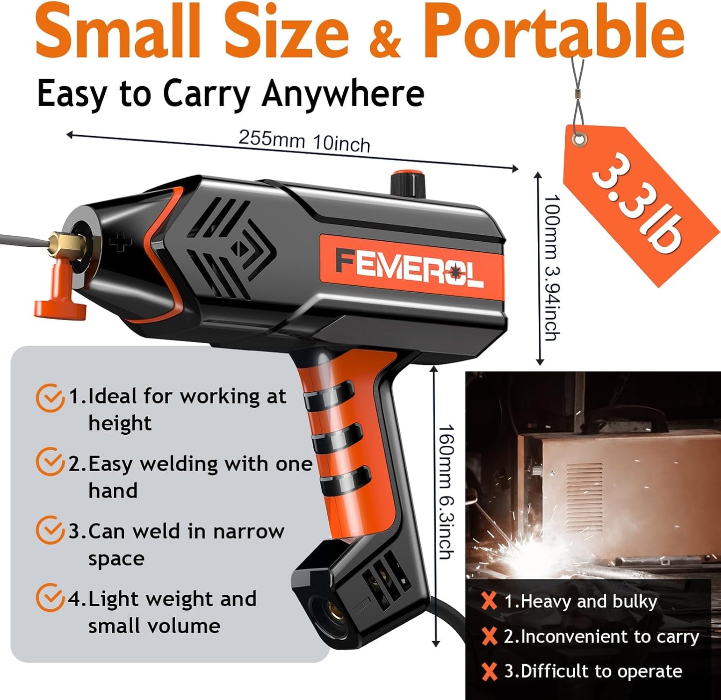 Welding Machine 110V,Handheld Welder, 120A Portable Stick Welder, Hand Held Welder Machine IGBT Inverter Digital Display with Welding Tool Set and Toolbox