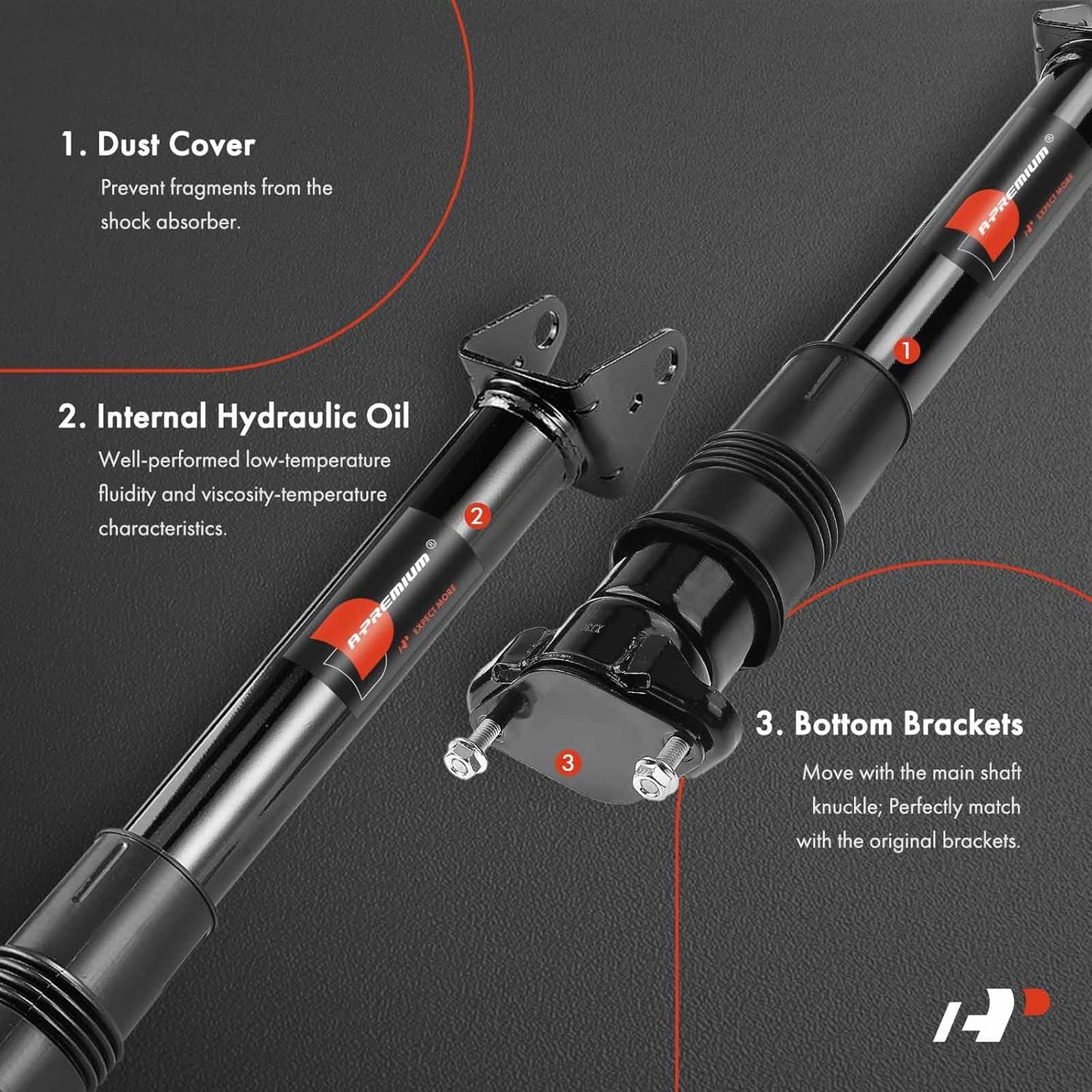 A-Premium Rear Pair (2) Strut Shock Absorber Compatible with Mercedes-Benz GL320 GL350 GL450 GL500 GL550 ML320 ML350 ML450 ML500 ML550 ML63 AMG, Driver and Passenger Side