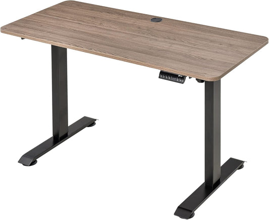 Vinsetto Electric Height Adjustable Standing Desk with 54" Desktop, Sit Stand Home Office Desk with Memory Button Control and Anti-Collision System, Teak/Black