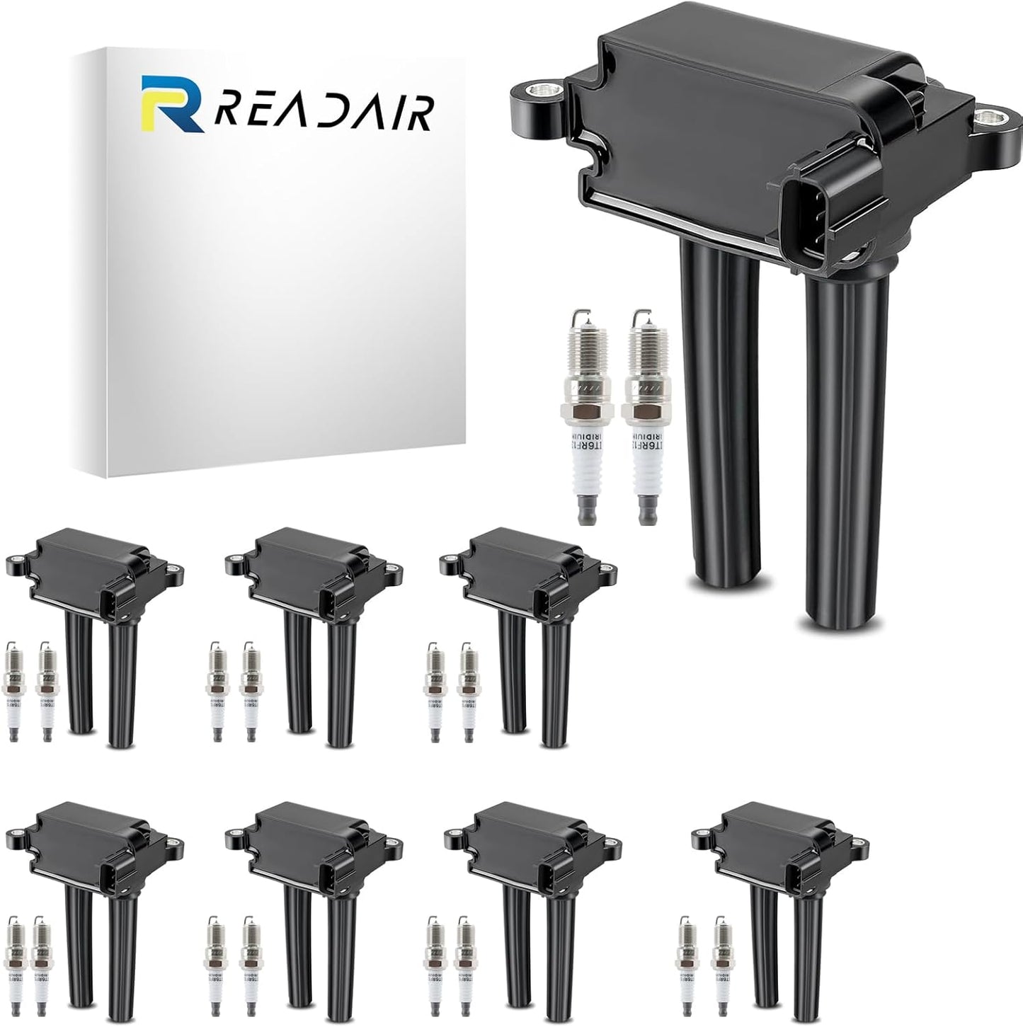 UF575 Ignition Coil & 1675 Double Iridium Spark Plug for Audi A3 A4 A5 A6 Q5 R8 TT RS4 RS5/Volkswagen Jetta Passat Beetle CC Golf GTI Replaces# C1627 07K905715F E1075