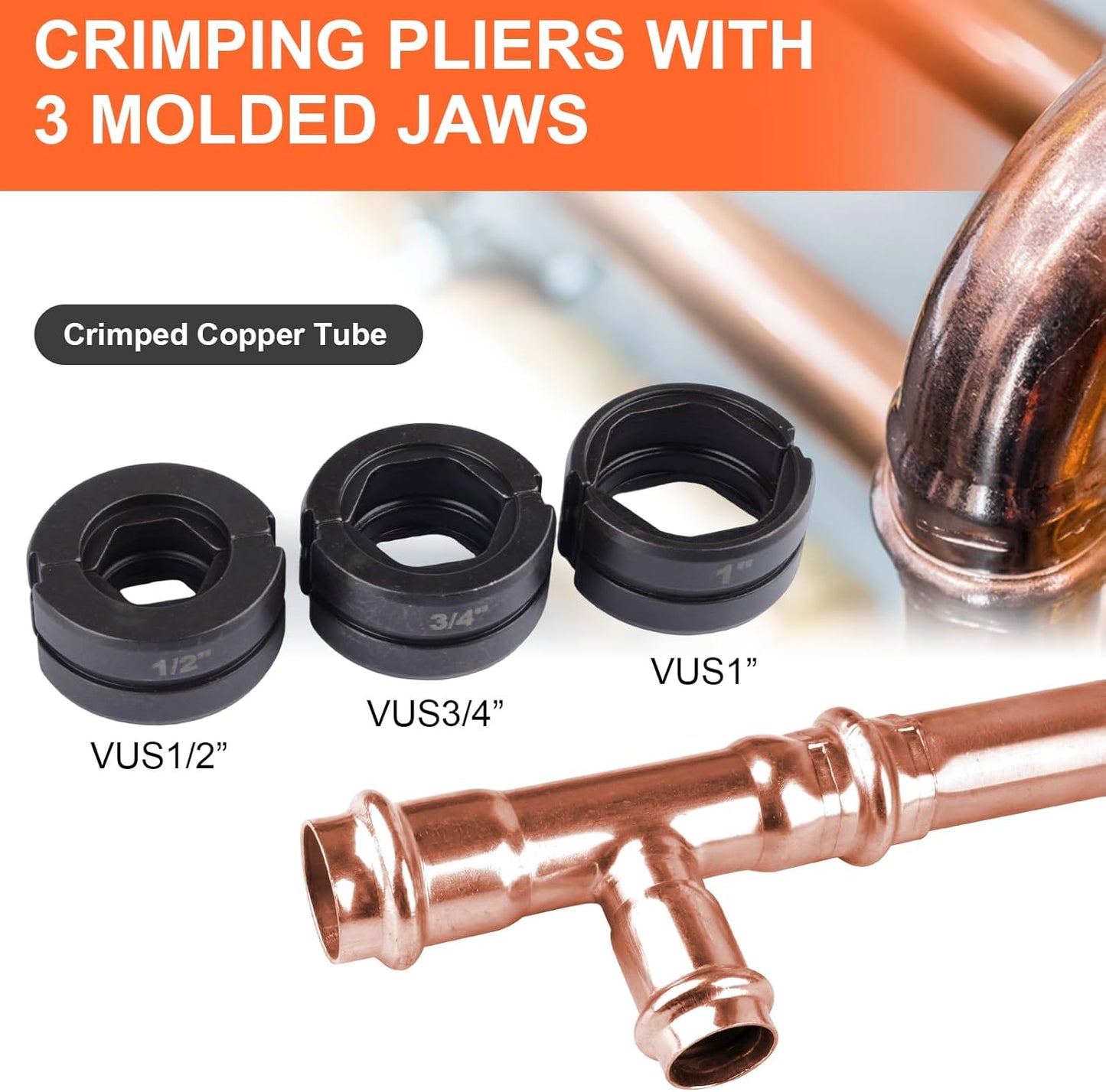 3 in 1 Electric Hydraulic Crimping Tool, 12 Ton 8AWG-600MCM and Pro Press Copper Crimper Tool with 1/2, 3/4, 1 Crimping Range, Hydraulic Cable Cutte φ25/32”Steel Wire Cutter 120KN