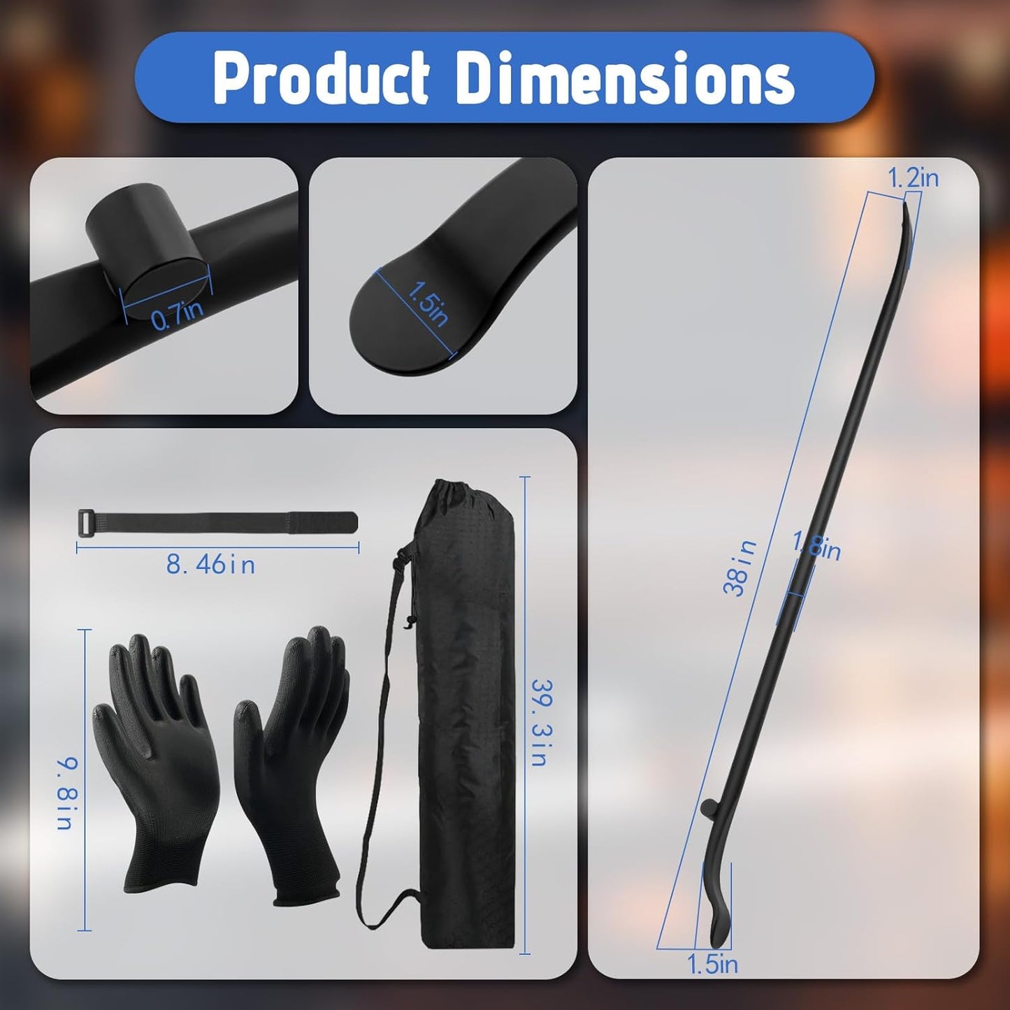 2PCS Tire Iron Bar Set - 34645 Tire Mounting & Demounting Tools for Tubeless Tires | Heavy Duty Tire Spoon, Tire Tools for Changing Tires | Fits Auto, Truck (38 in, 3/4 in, Black)