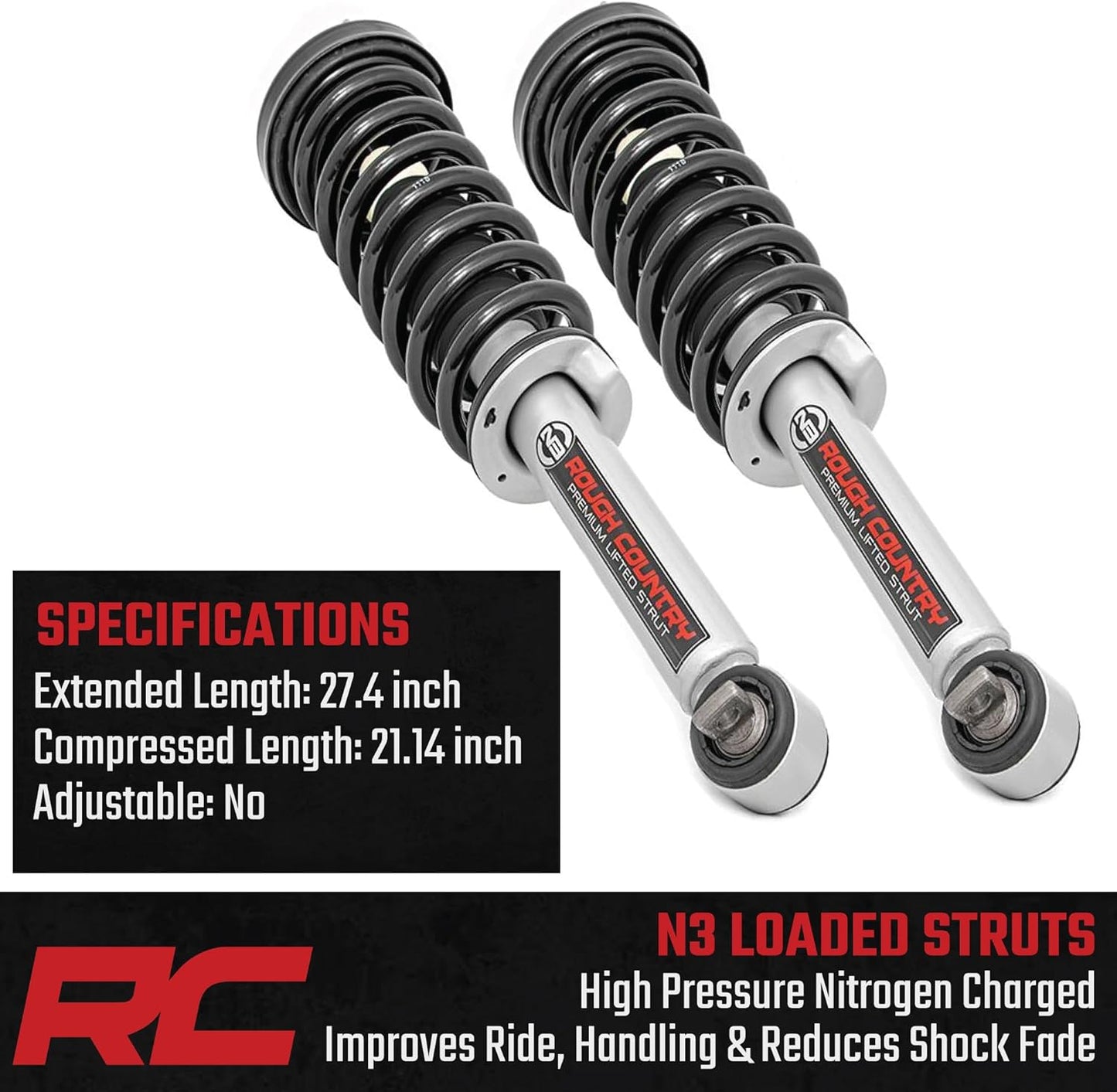 Rough Country 4" Loaded N3 Lifted Struts for 2014-2025 Ford F-150 4WD - 501051