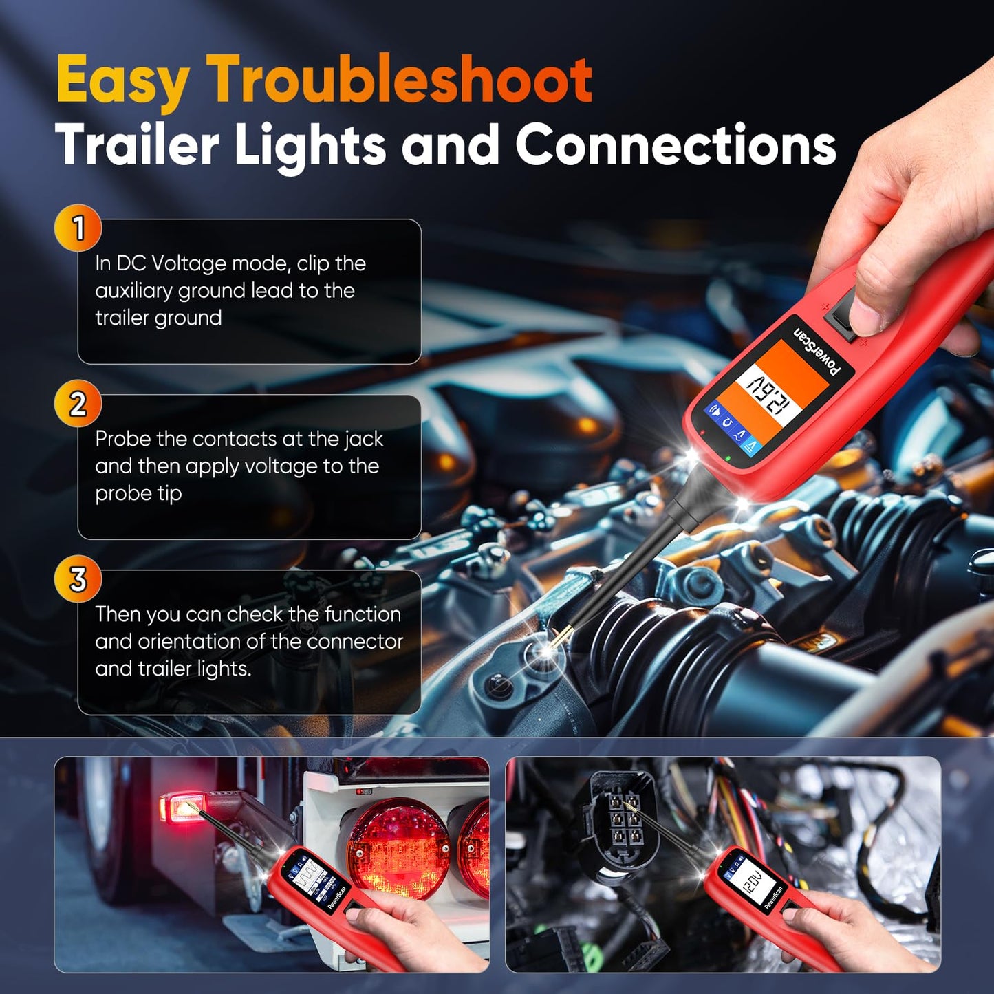 2025 Autel PowerScan PS100 Power Circuit Probe Kit, 12V 24V Automotive Electrical Wire Tracer Circuit Relay Tester, Open Breaker Short Find Tool, Read AC DC Resistance, Activate Component, 40ft Cable