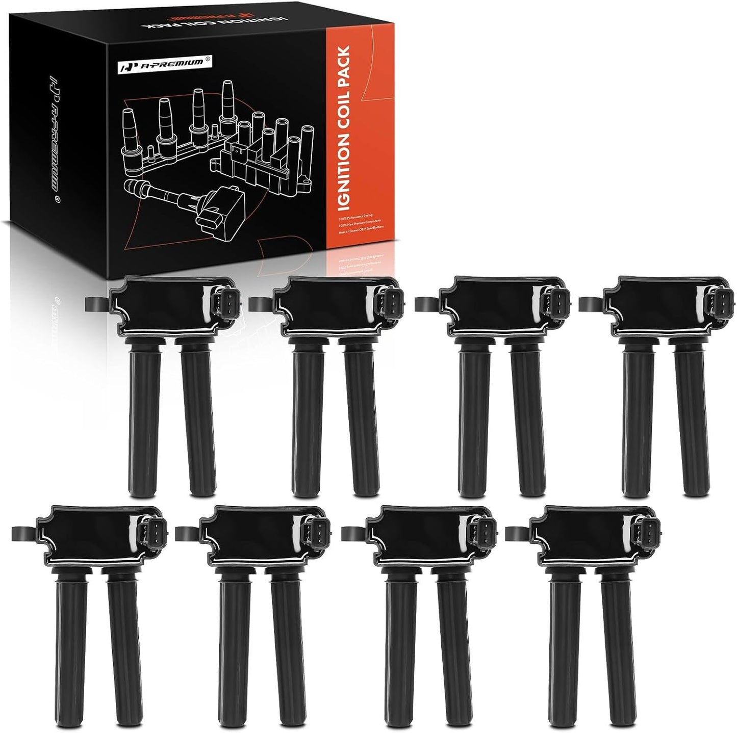 A-Premium 8PCS Ignition Coil Packs Compatible with Chrysler, Dodge, Jeep & Ram Vehicles - [V8 5.7L 6.1L 6.2L 6.4L] - 300, Ram1500, Ram2500, Charger, Durango, Grand Cherokee, Wrangler - 2005-2024