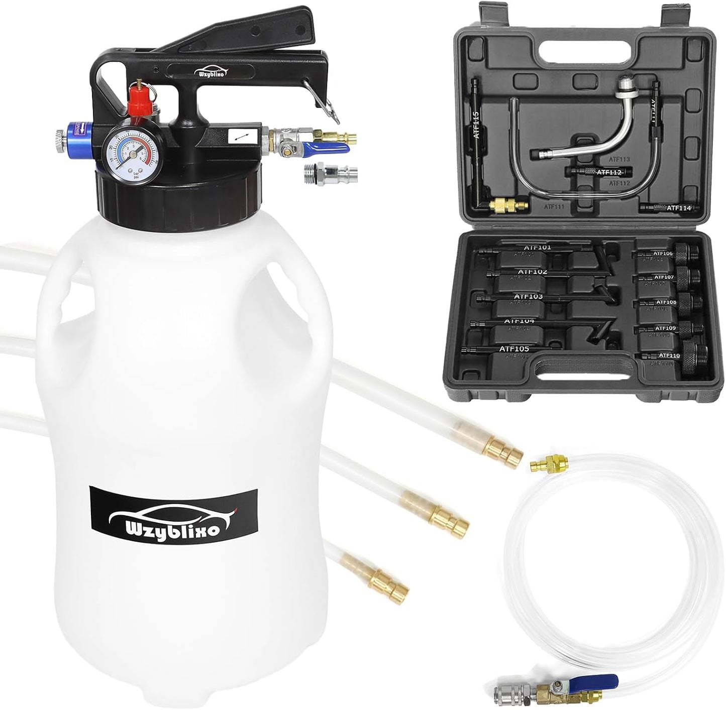 10L Transmission Fluid Pump and Oil Extractor Pump,10L Automatic Transmission Fluid Pump Fluid Extractor/Dispenser for ATF Filler System with 15 Pieces ATF Filler Adapters and 4 Hoses (BLUE, 10L)