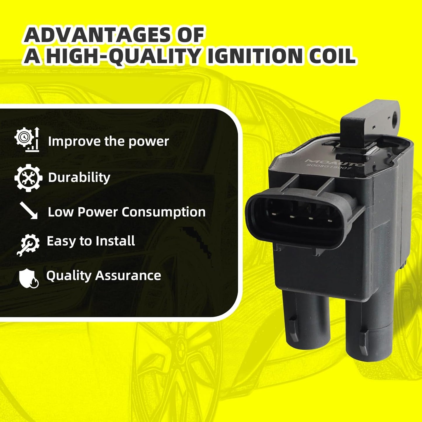 Set of 2 Ignition Coils Pack 9008019007 UF180 & 4 PCS Iridium Spark Plugs with Wire Set Compatible with Toyota Camry Solara RAV4 - L4 2.0 2.2