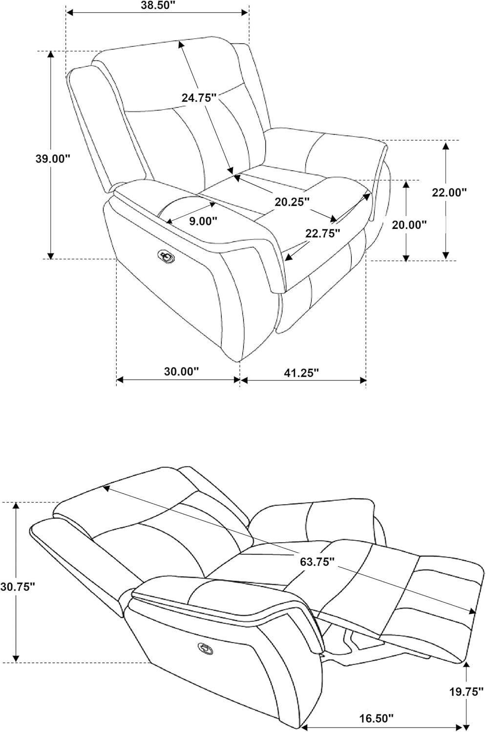 Coaster Home Furnishings - Lawrence - Leatherette Upholstered Glider Recliner Chair with Pocket Coil Cushions, Padded Arms, and Microfiber Upholstery - Living Room - 41-Inch - Charcoal - 603506