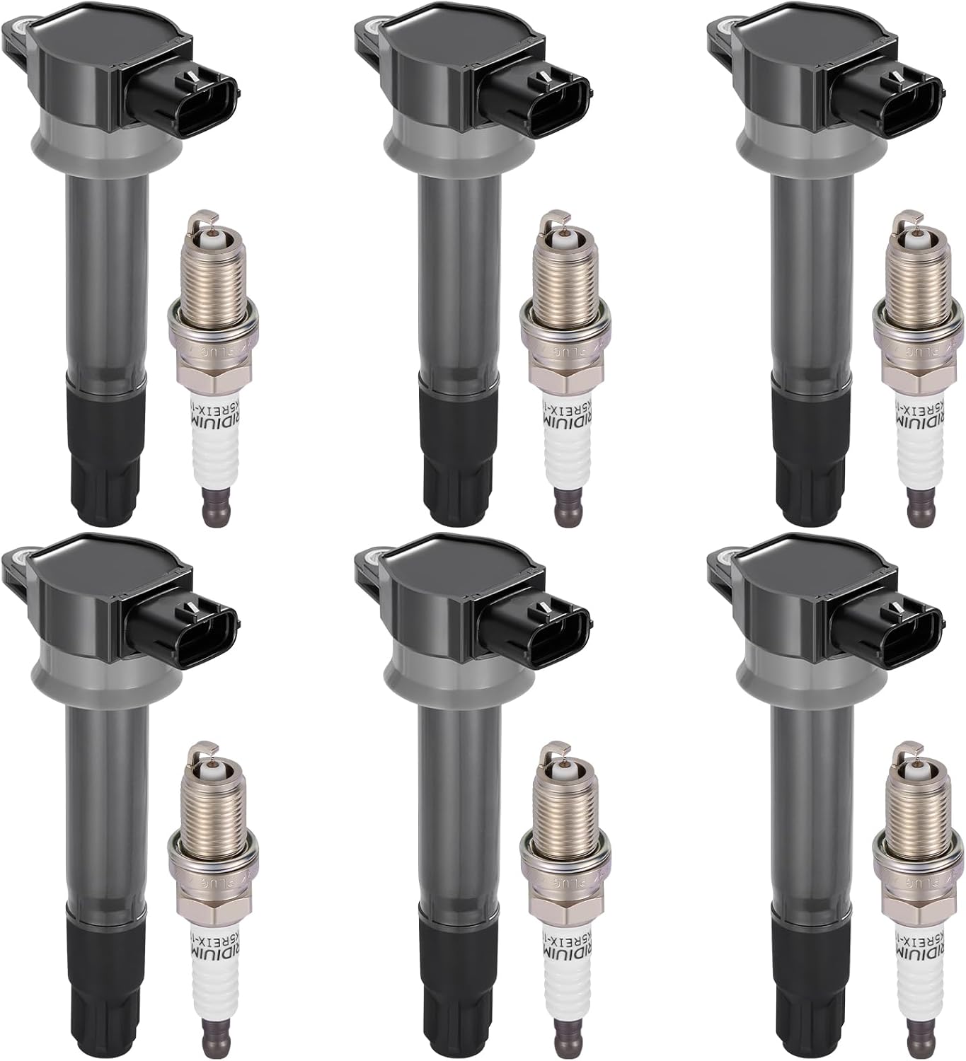 BDFHYK Ignition Coil Pack UF807 and Iridium Spark Plugs 93175 Compatible with Chrysler Pacifica Dodge Durango Jeep Grand Cherokee Wrangler Ram 1500 3.6L V6 68223569AB LKR7DIX-11S, Sets of 6