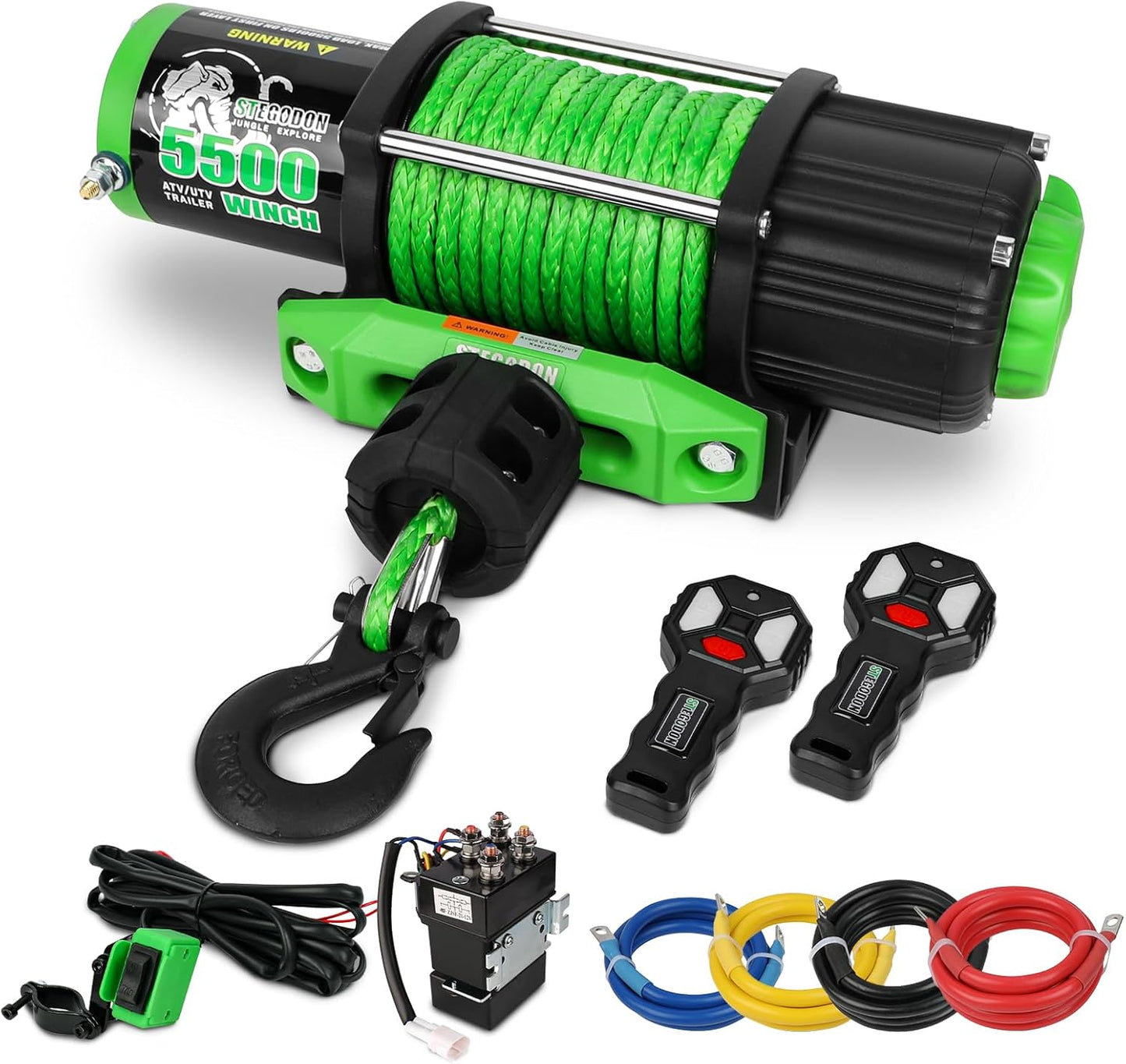 2500 lb. ATV/UTV Electric Winch, 12V Waterproof Steel Cable Winch,Electric Winch with Wired Remote and Wireless Remote for ATV UTV Towing,Boat,Off-Road