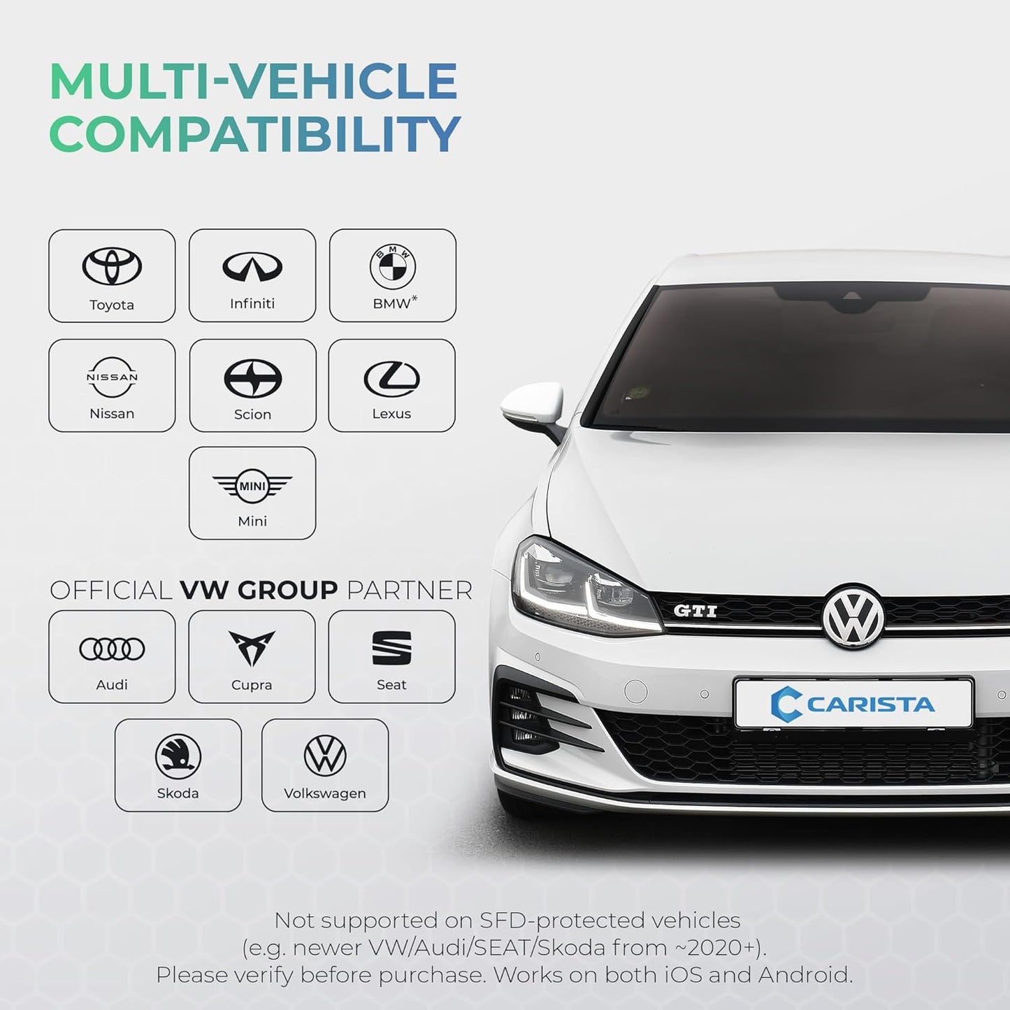 Carista OBD - Bluetooth OBD2 Scanner - Car Scanner Diagnostic Tool and Code Reader with Access to Diagnostics, Customizations, Service Tools, and Live Data - Subscription Required