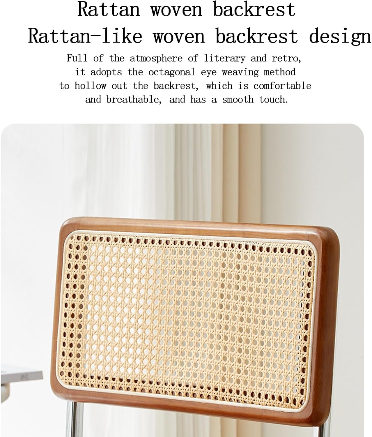 XCHEN Kitchen Table Chairs，Armchair，Living Room Chairs，Small Rattan Cushion Chair for Home use, Cafe, Hotel, homestay, Leisure, Antique Chair(BBlack)