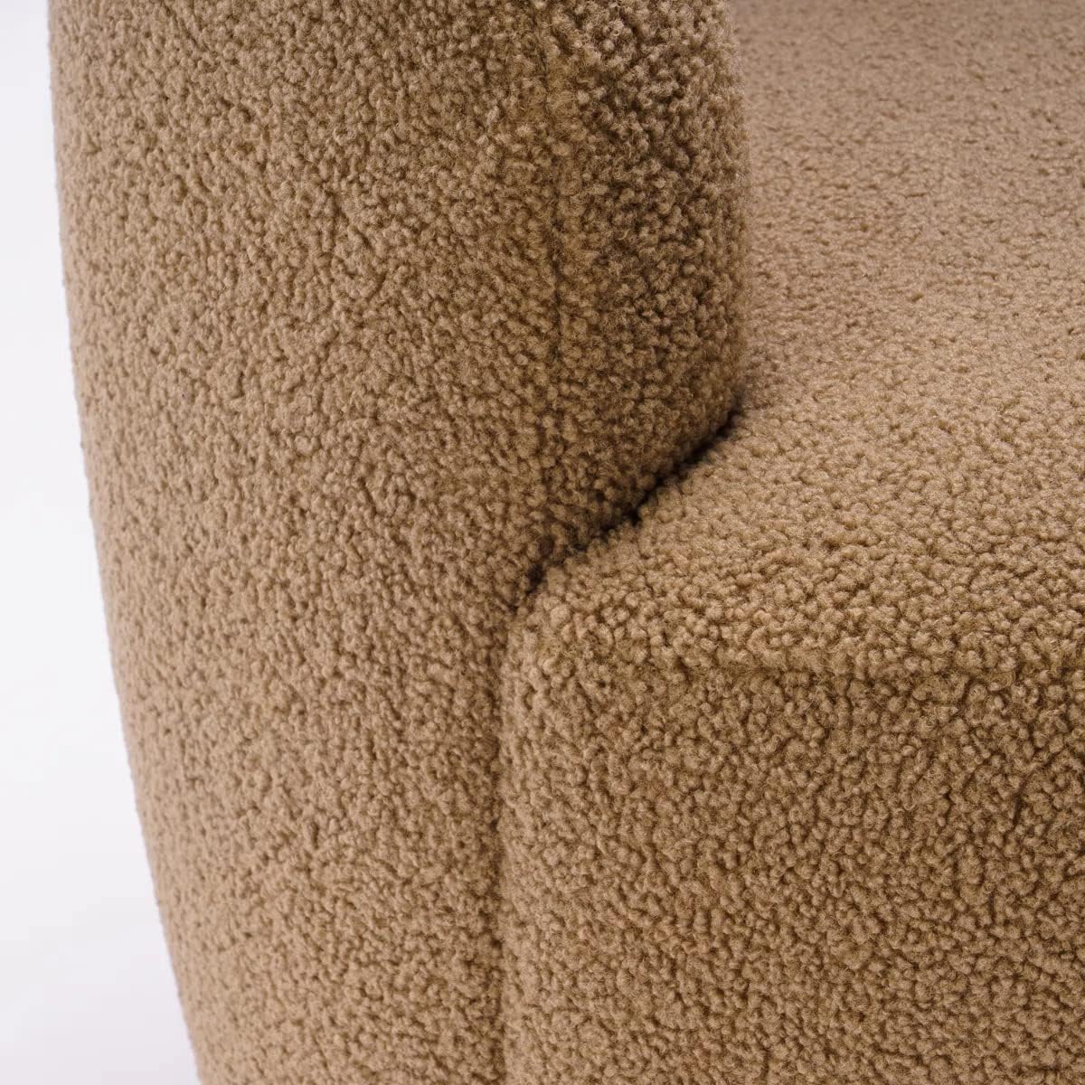 Set of 2 Teddy Fabric Swivel Accent Barrel Chair Armchair Upholstered Cozy Club Leisure Chair Single Sofa Reading Chair for Living Room Bedroom Conversation Areas Small Space (Coffee)