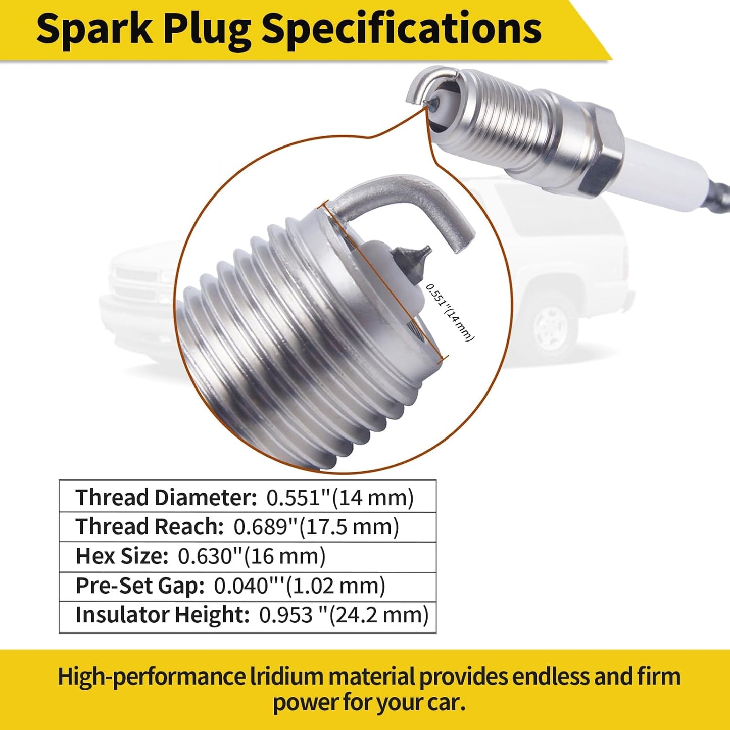 Upgraded 41-962 Spark Plugs Wires Set for 1999-2012 Chevy Silverado Tahoe Suburban, Yukon Sierra, Escalade Spark Plugs and Wires Tune up Kit; Motor 4.8 5.3 6.0 - Pack of 16