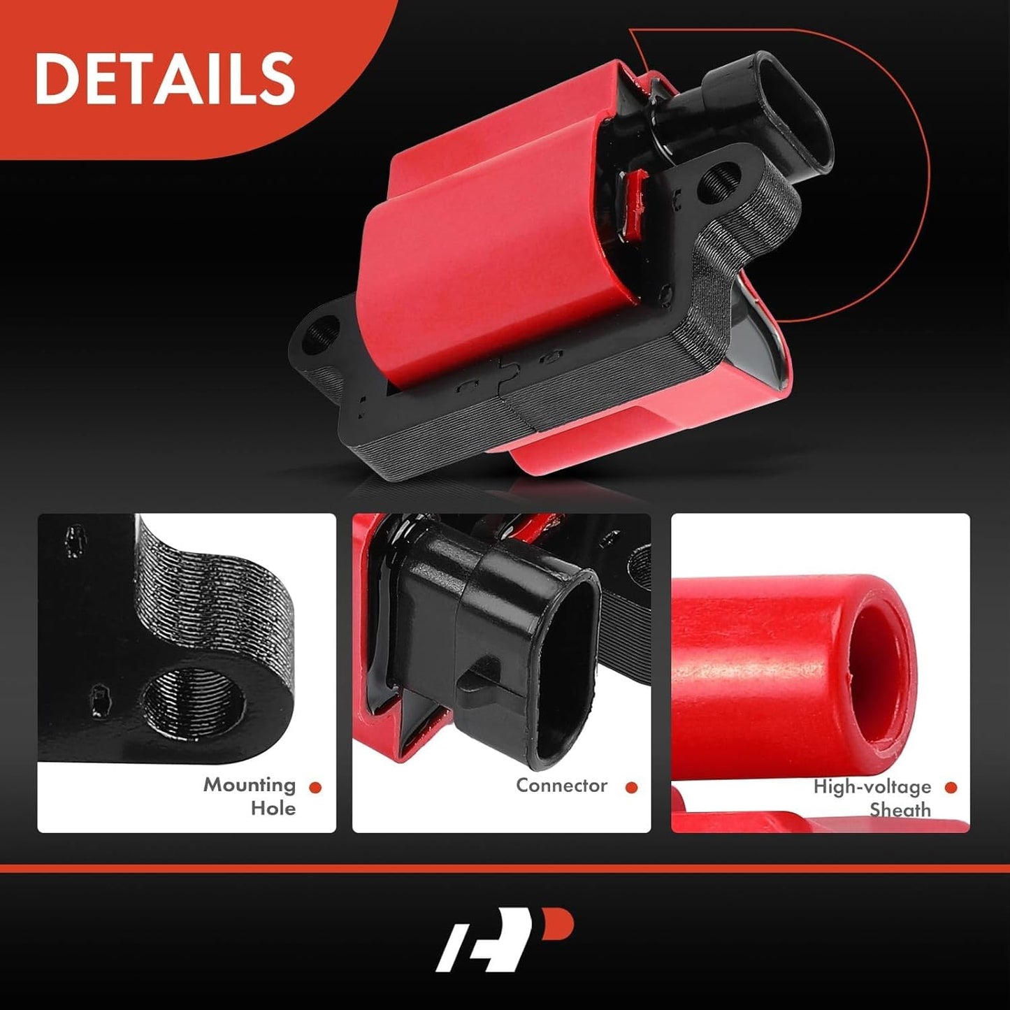 A-Premium (Red) Engine Ignition Coil Pack Compatible with Chevy Silverado 1500, Tahoe, Suburban, Express & GMC Sierra 3500 Classic, Yukon, Savana & Cadillac Escalade & Workhorse & Isuzu, 8-PC Set