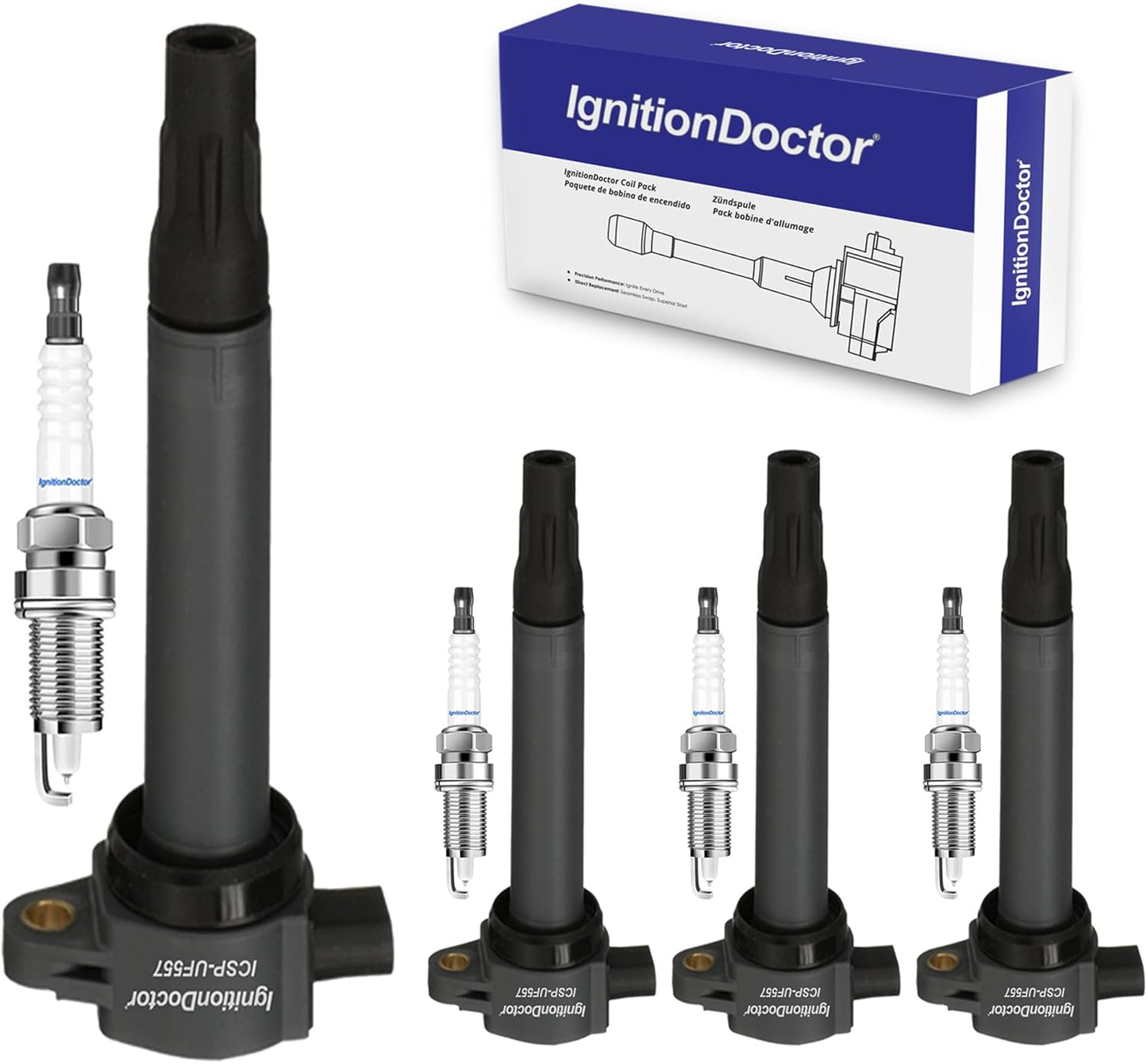 Set of 6 Iridium Spark Plug Ignition Coil Compatible with Avenger Grand Caravan Dodge Journey Jeep Wrangler Chrysler 200 300 Town & Country RAM 1500 2500 3500 Durango 3.6L V6 UF648 9407