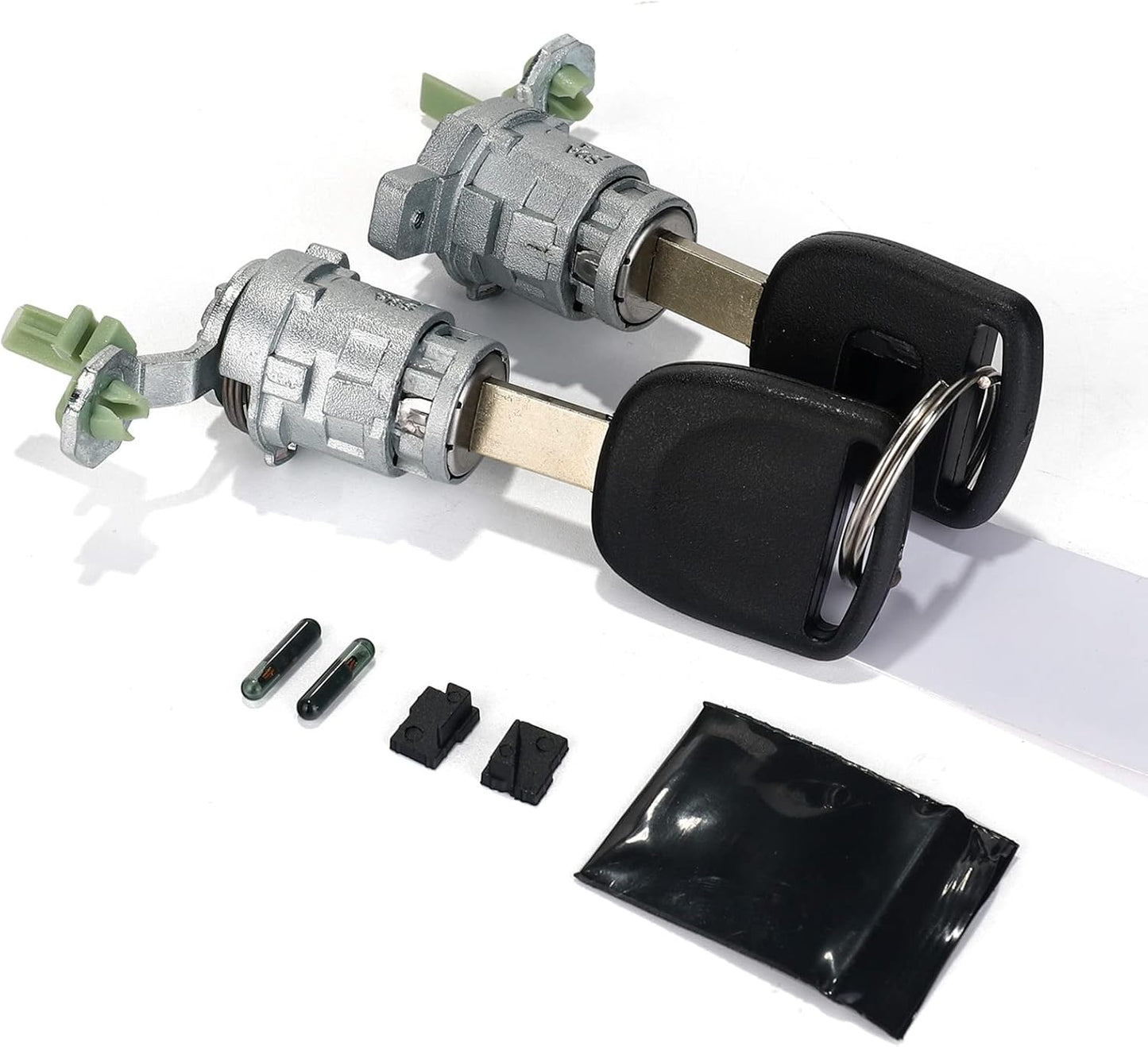 3mirrors Ignition Switch & 2 Door Lock Cylinders w/ 2 Keys with Chip Compatible with Honda 2003-2005 Civic; 2002-2006 CR-V; 2003-2011 Element; 2004 2005 S2000