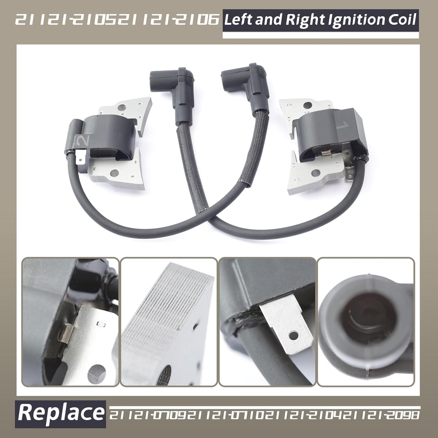 21121-2105 21121-2106 Left and Right Ignition Coil Replacement for Kawasaki Engine FD731V 4-Stroke Engine for John Deere X540 Trigger Coil MIU11219, 2Pcs Digital Ignition Module Coils Magneto